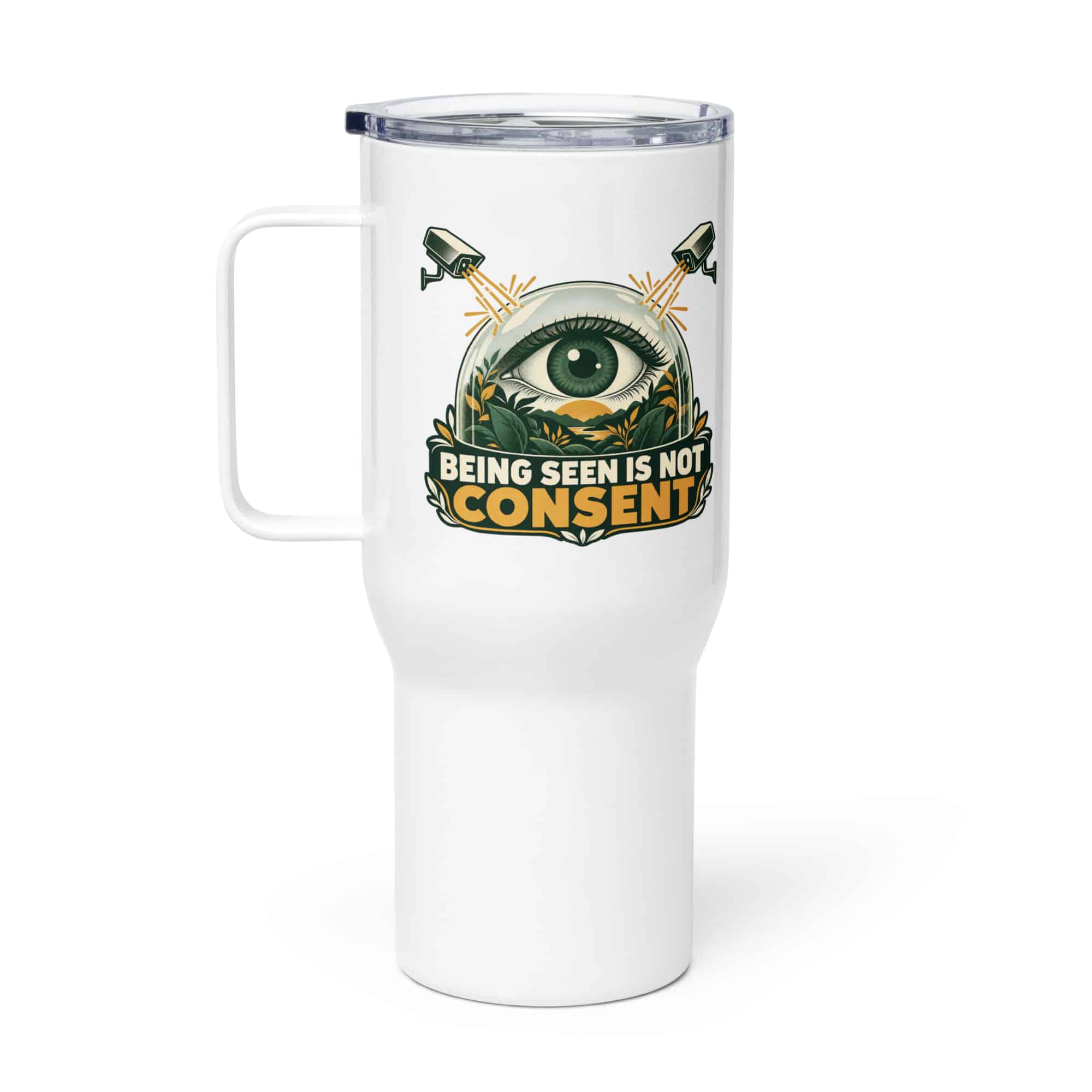 Travel Mug: Being seen is not consent