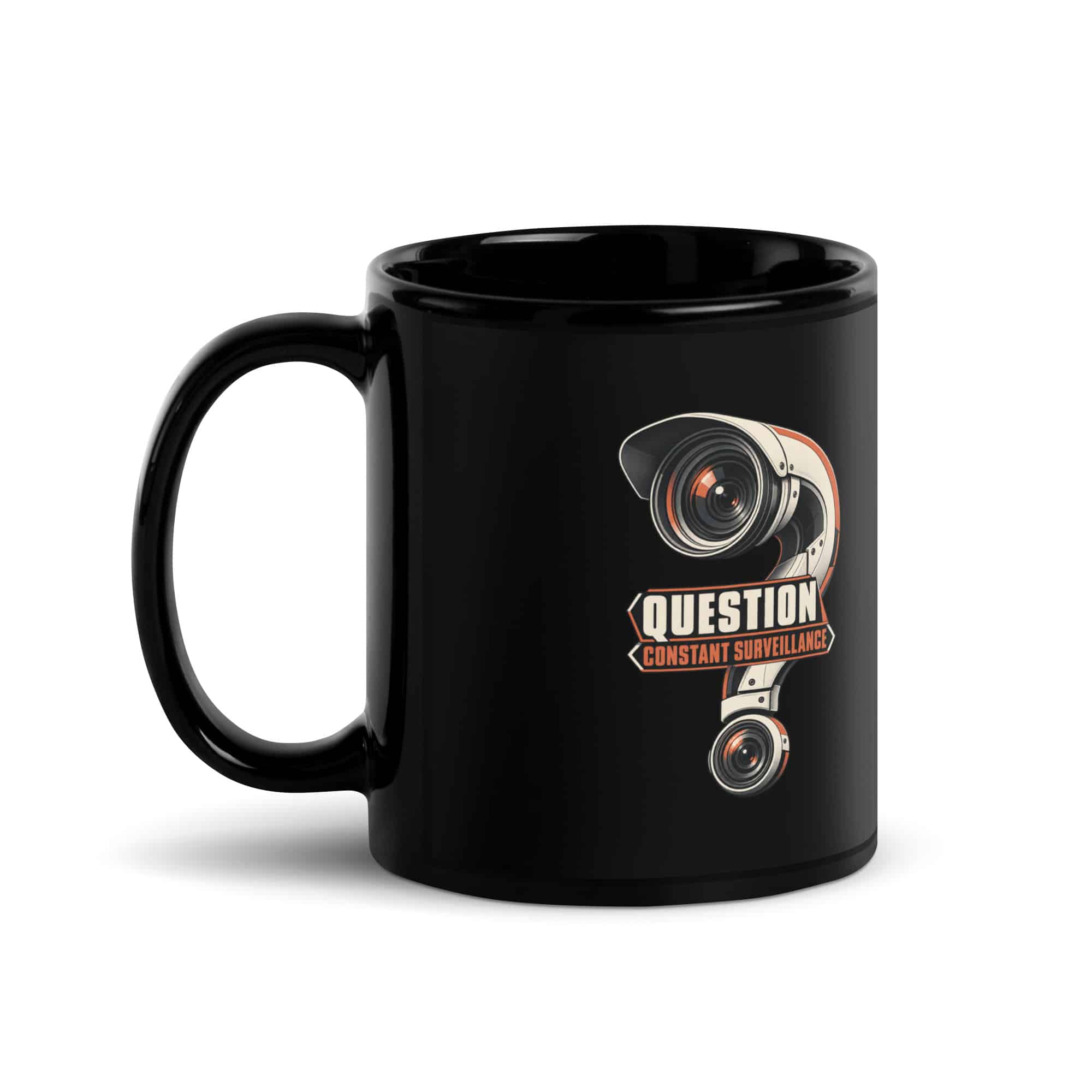 Black Glossy Coffee Mug: Question constant surveillance