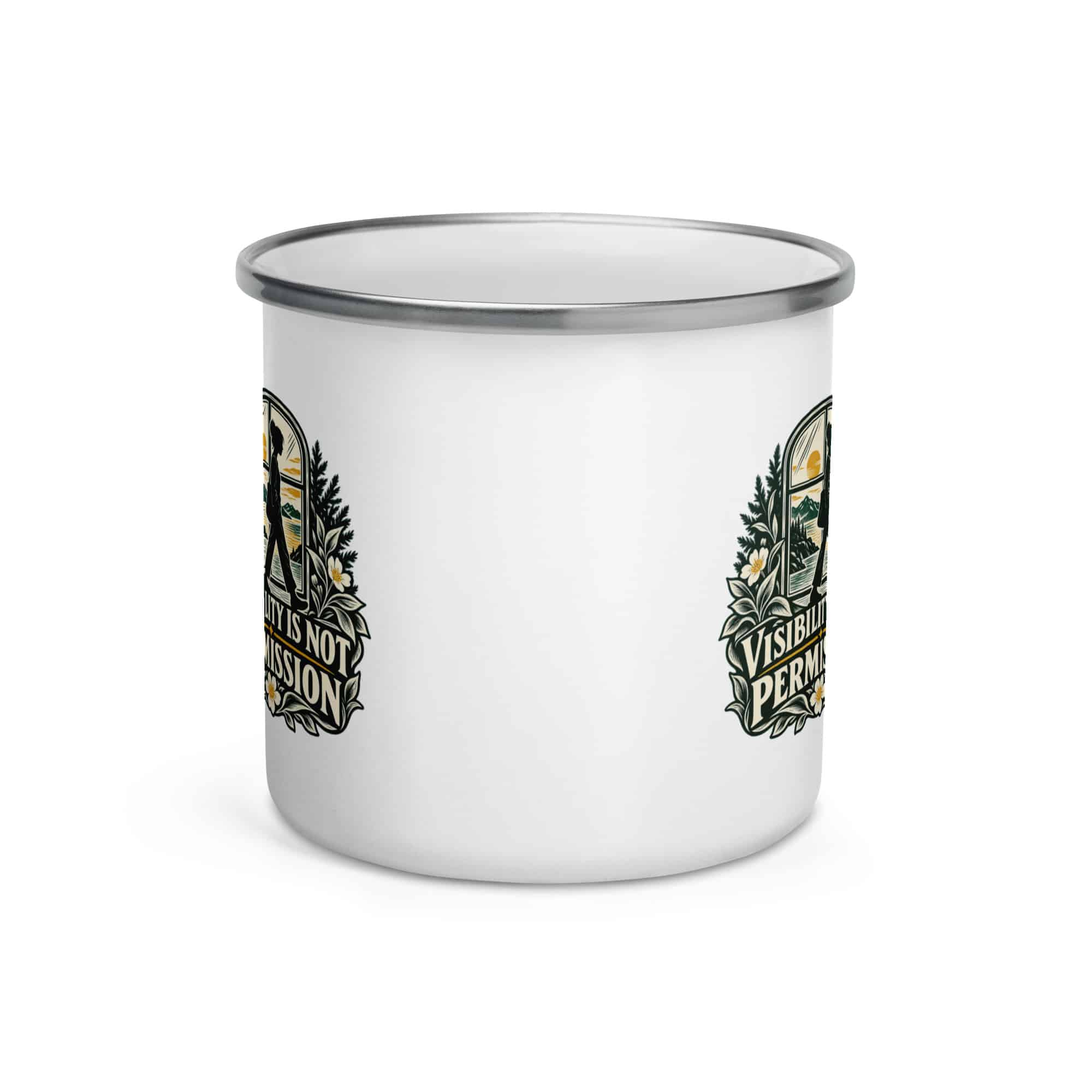 Enamel Camp Mug: Visibility is not permission