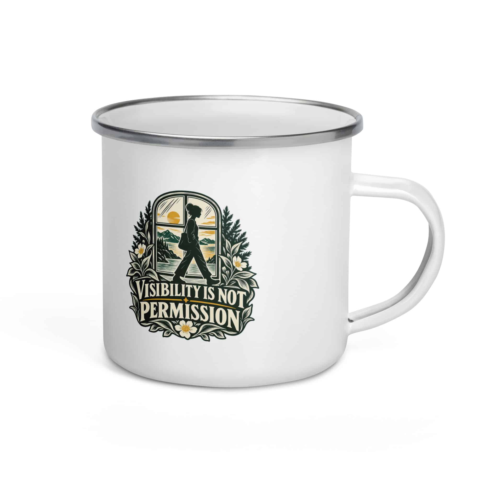 Enamel Camp Mug: Visibility is not permission