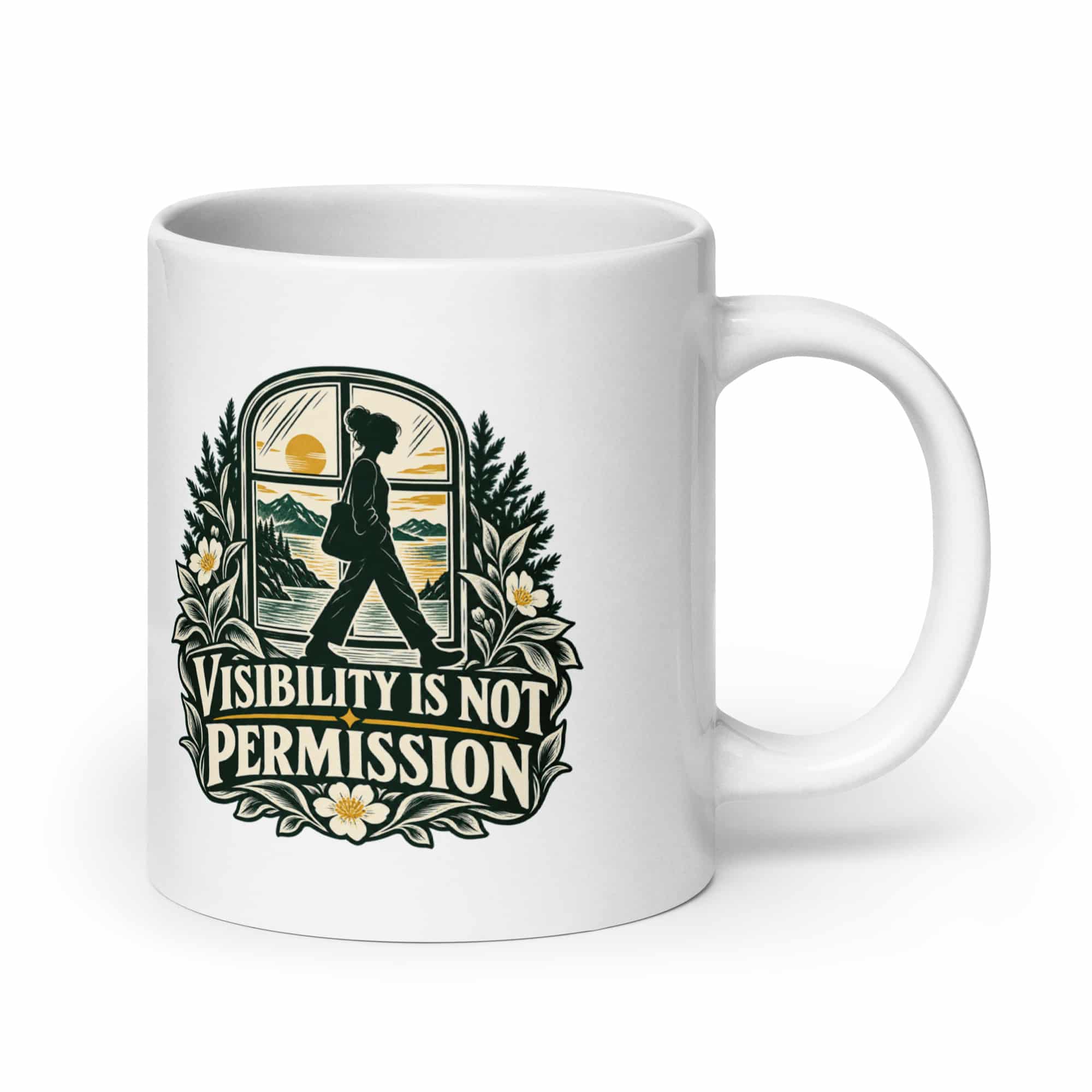 White Ceramic Coffee Mug: Visibility is not permission