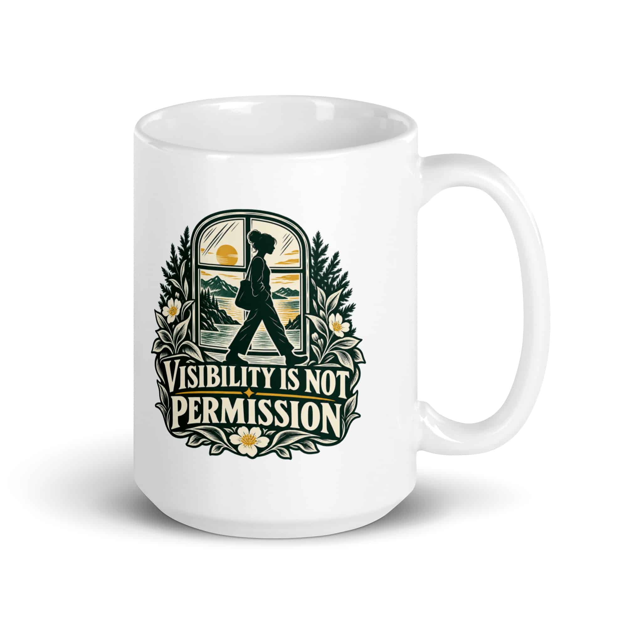 White Ceramic Coffee Mug: Visibility is not permission