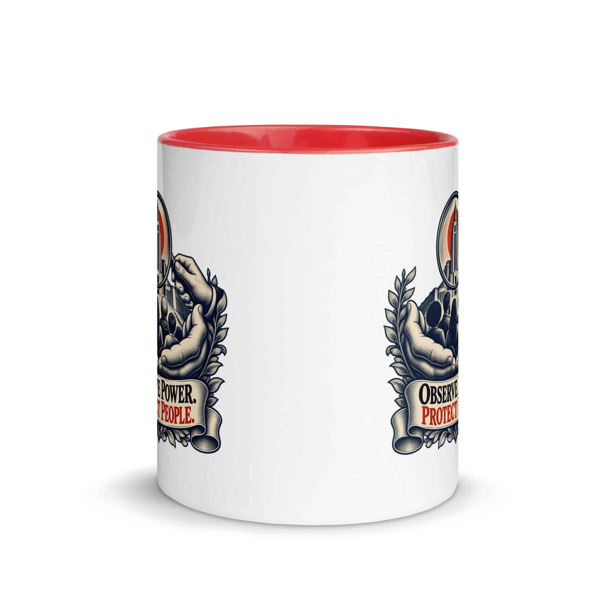 Color Inside Coffee Mug: Observe power. Protect people.