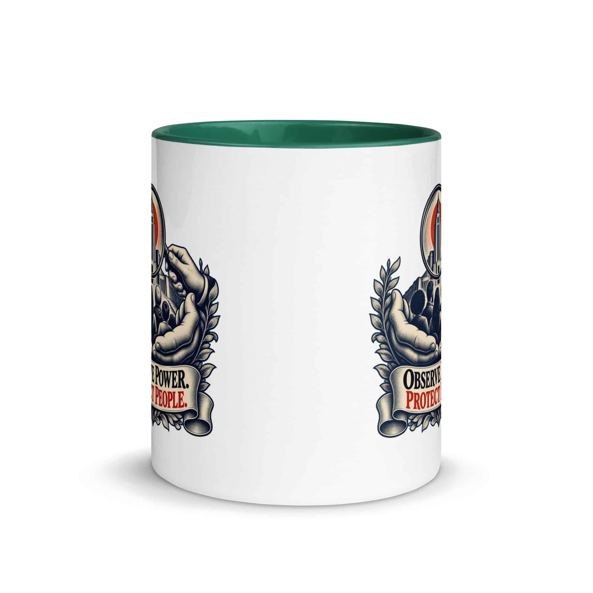 Color Inside Coffee Mug: Observe power. Protect people.