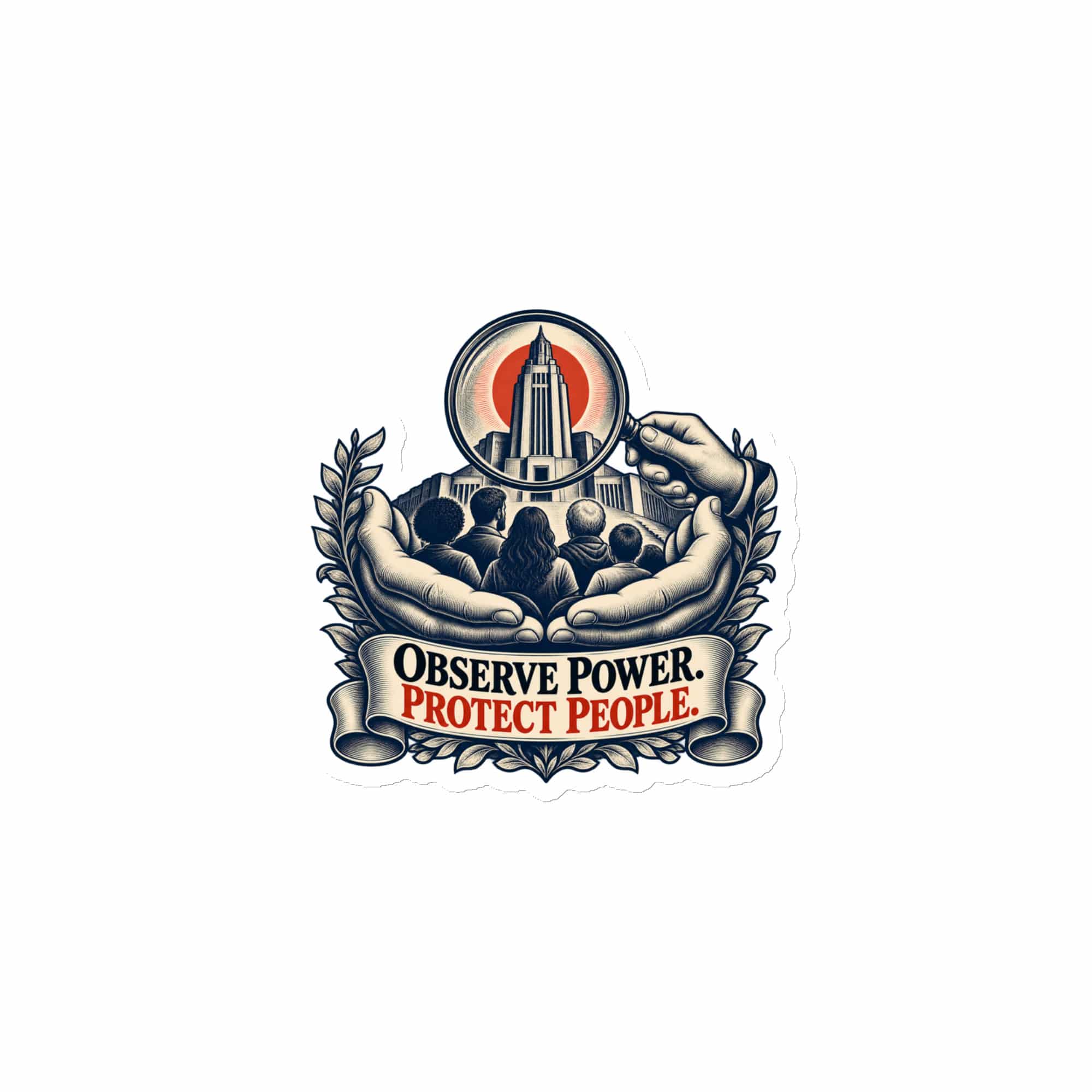 Die-Cut Magnet: Observe power. Protect people.
