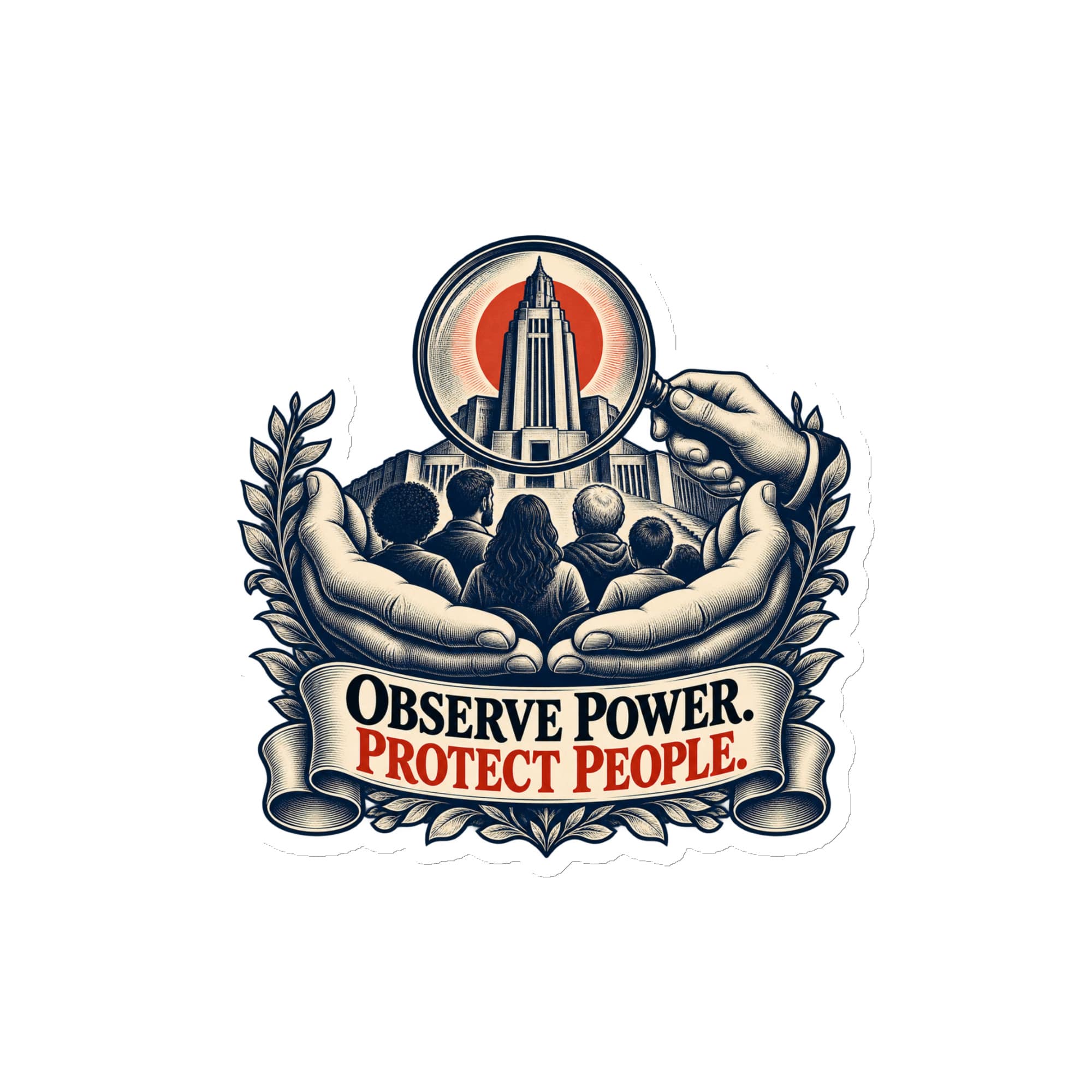 Die-Cut Magnet: Observe power. Protect people.