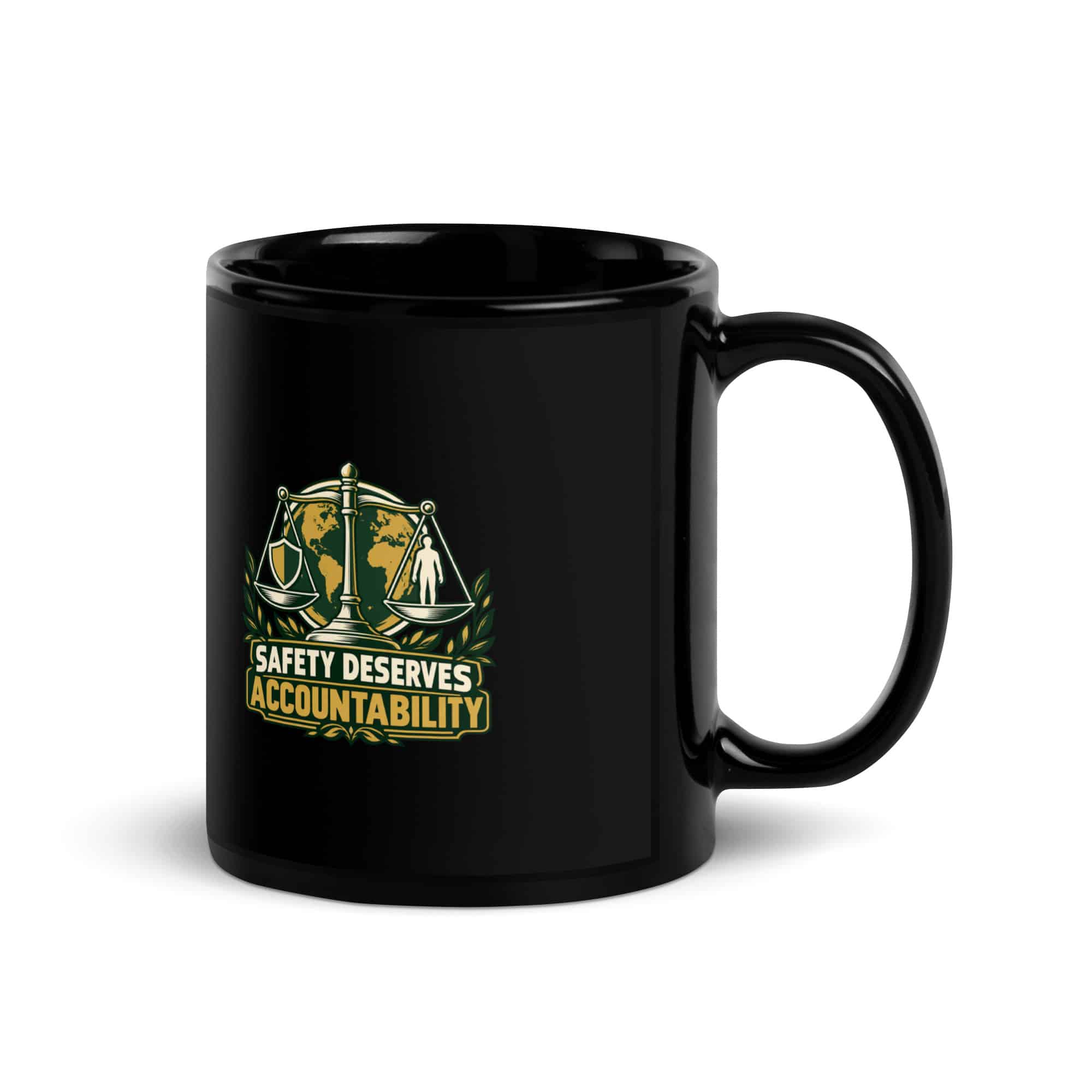Black Glossy Coffee Mug: Safety deserves accountability