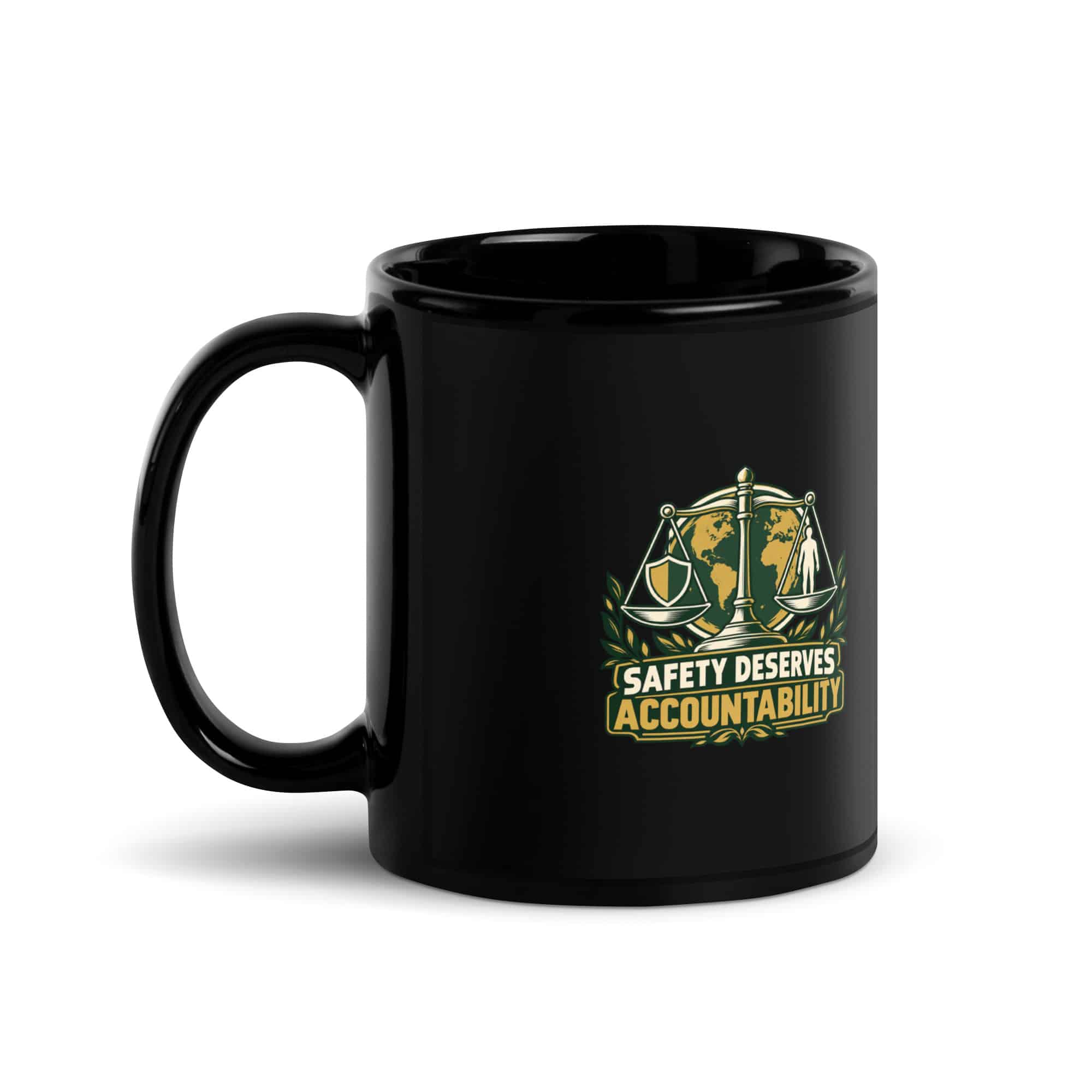 Black Glossy Coffee Mug: Safety deserves accountability