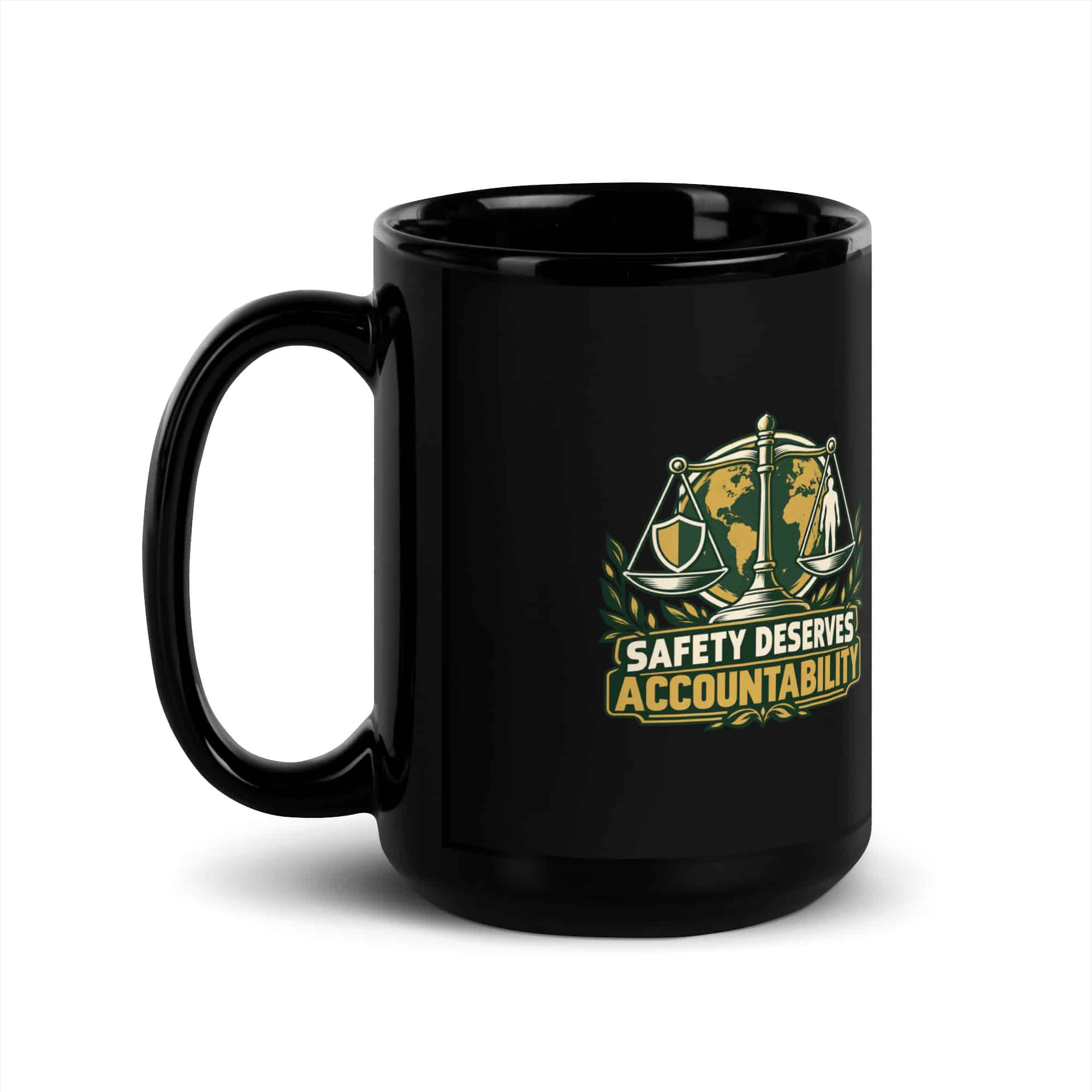 Black Glossy Coffee Mug: Safety deserves accountability