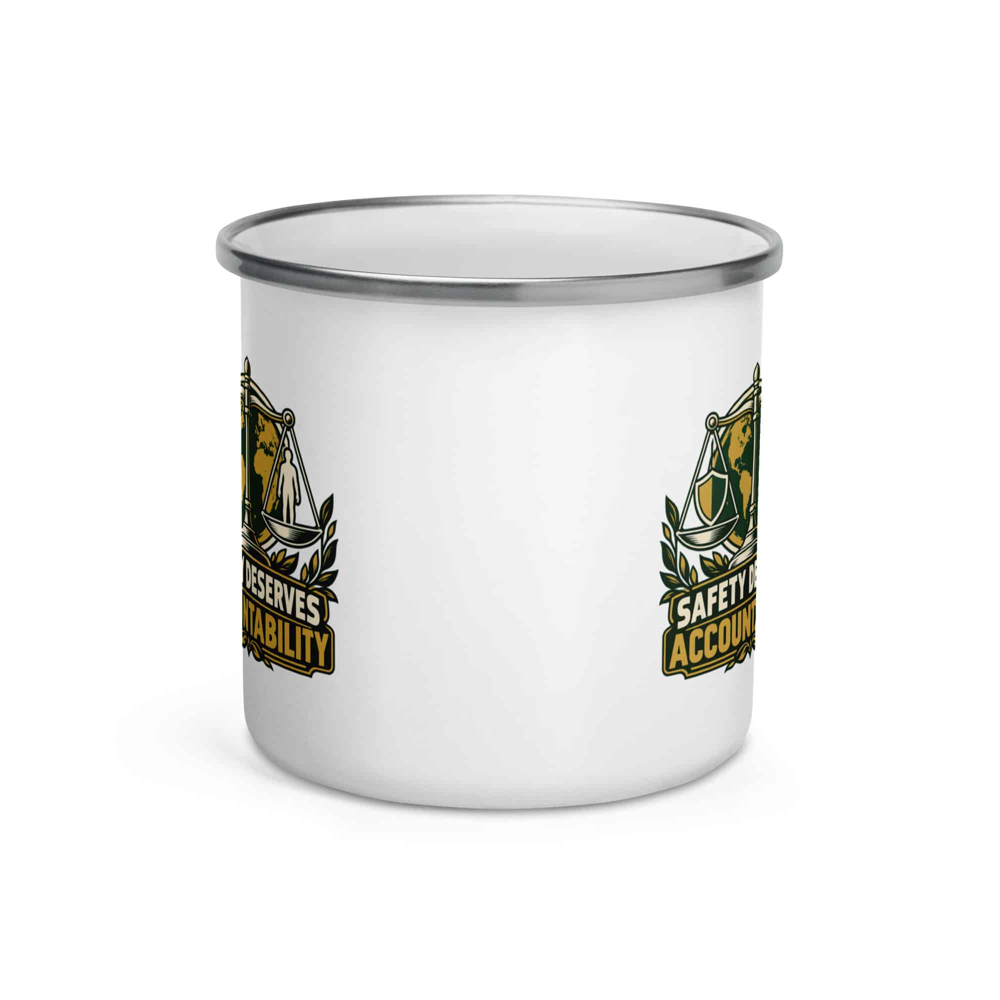 Enamel Camp Mug: Safety deserves accountability