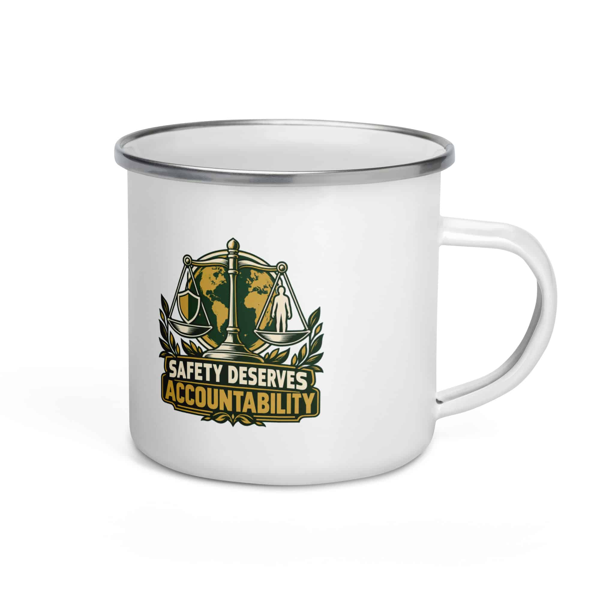 Enamel Camp Mug: Safety deserves accountability
