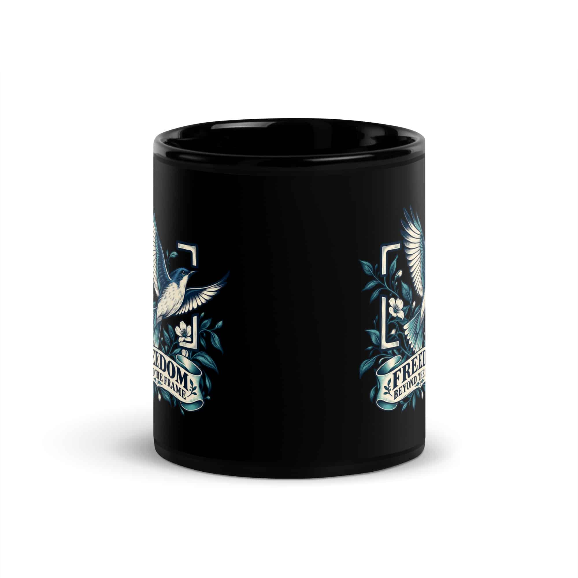 Black Glossy Coffee Mug: Freedom beyond the frame