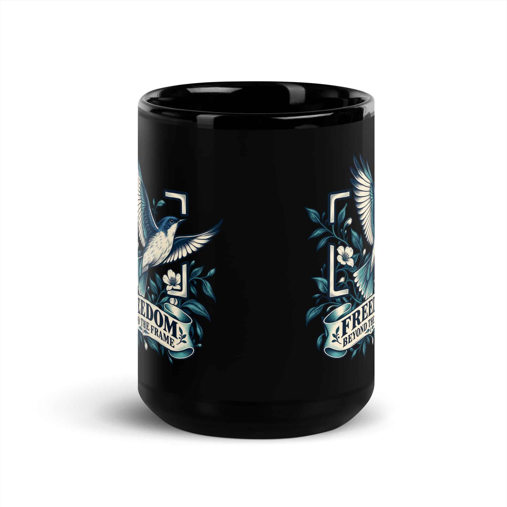 Black Glossy Coffee Mug: Freedom beyond the frame