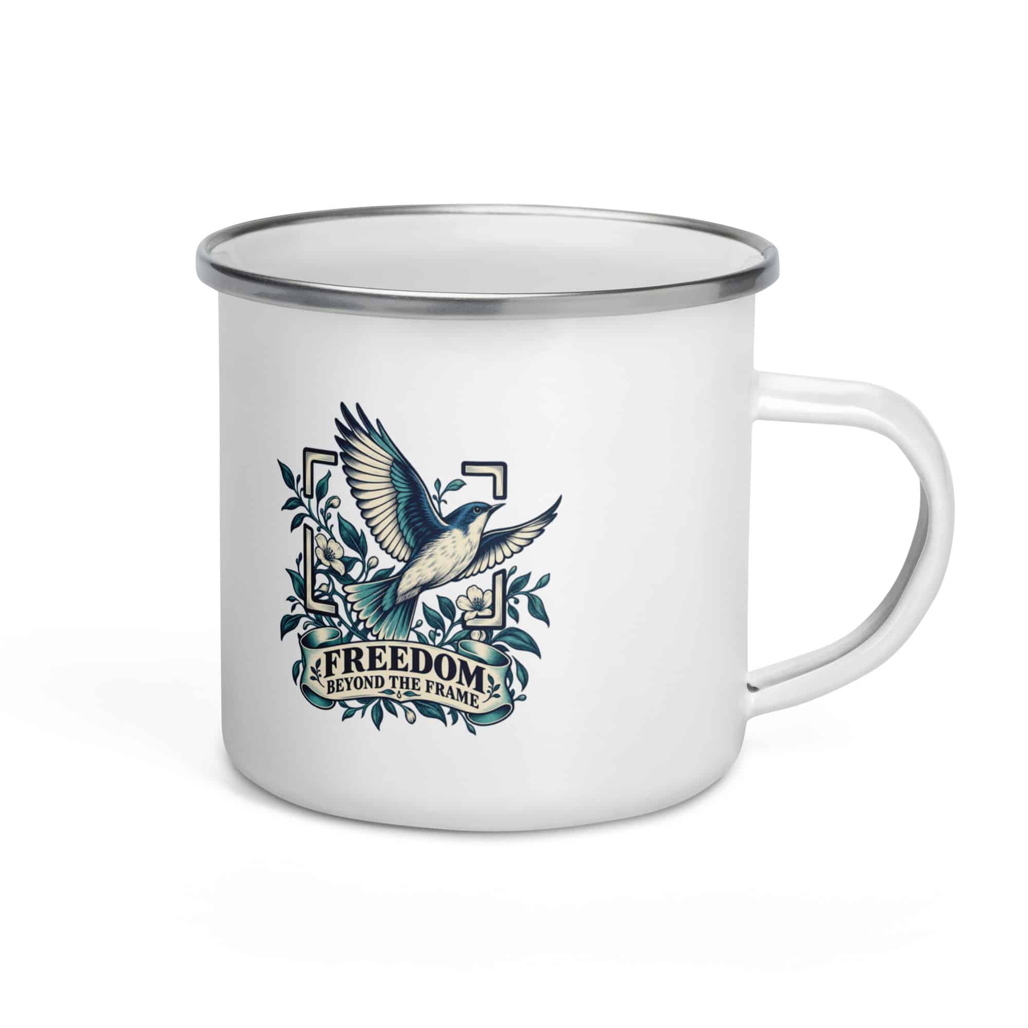 Enamel Camp Mug: Freedom beyond the frame