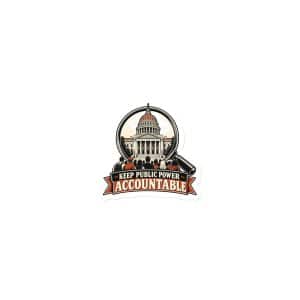 Die-Cut Magnet: Keep public power accountable - 3″×3″ - Main