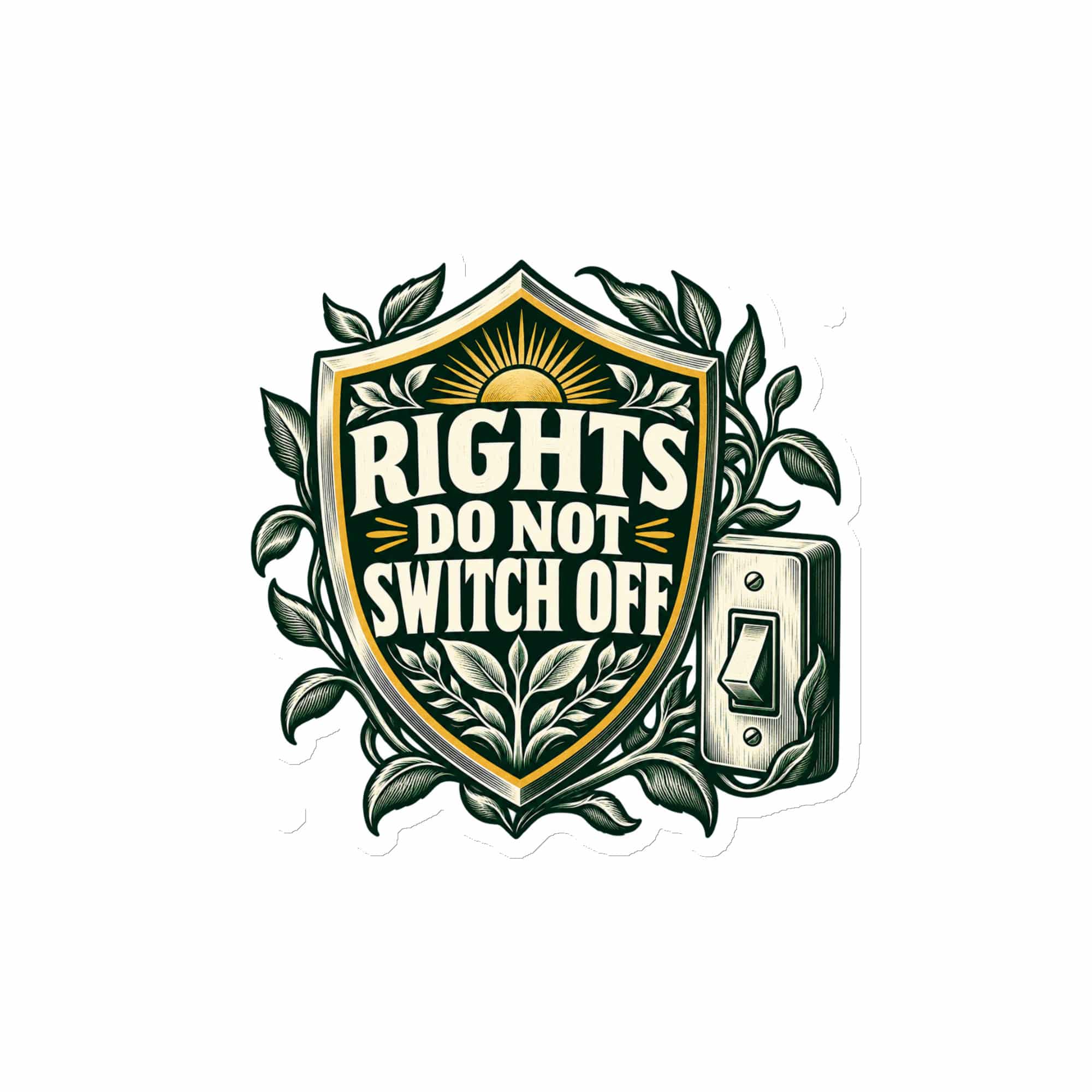 Die-Cut Magnet: Rights do not switch off