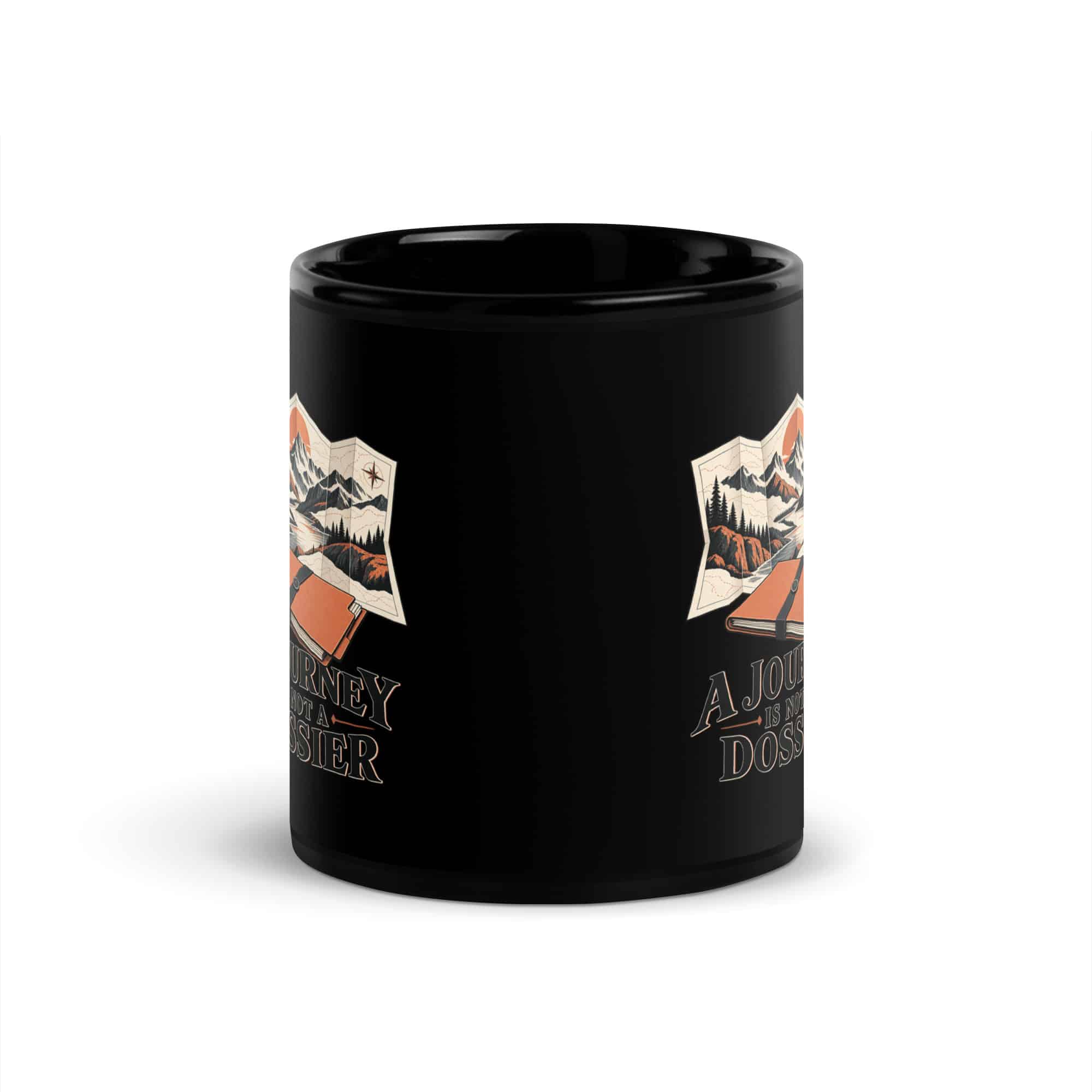 Black Glossy Coffee Mug: A journey is not a dossier