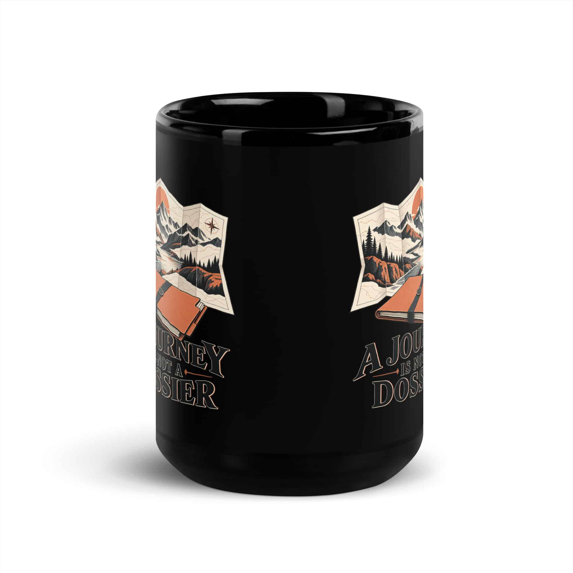 Black Glossy Coffee Mug: A journey is not a dossier