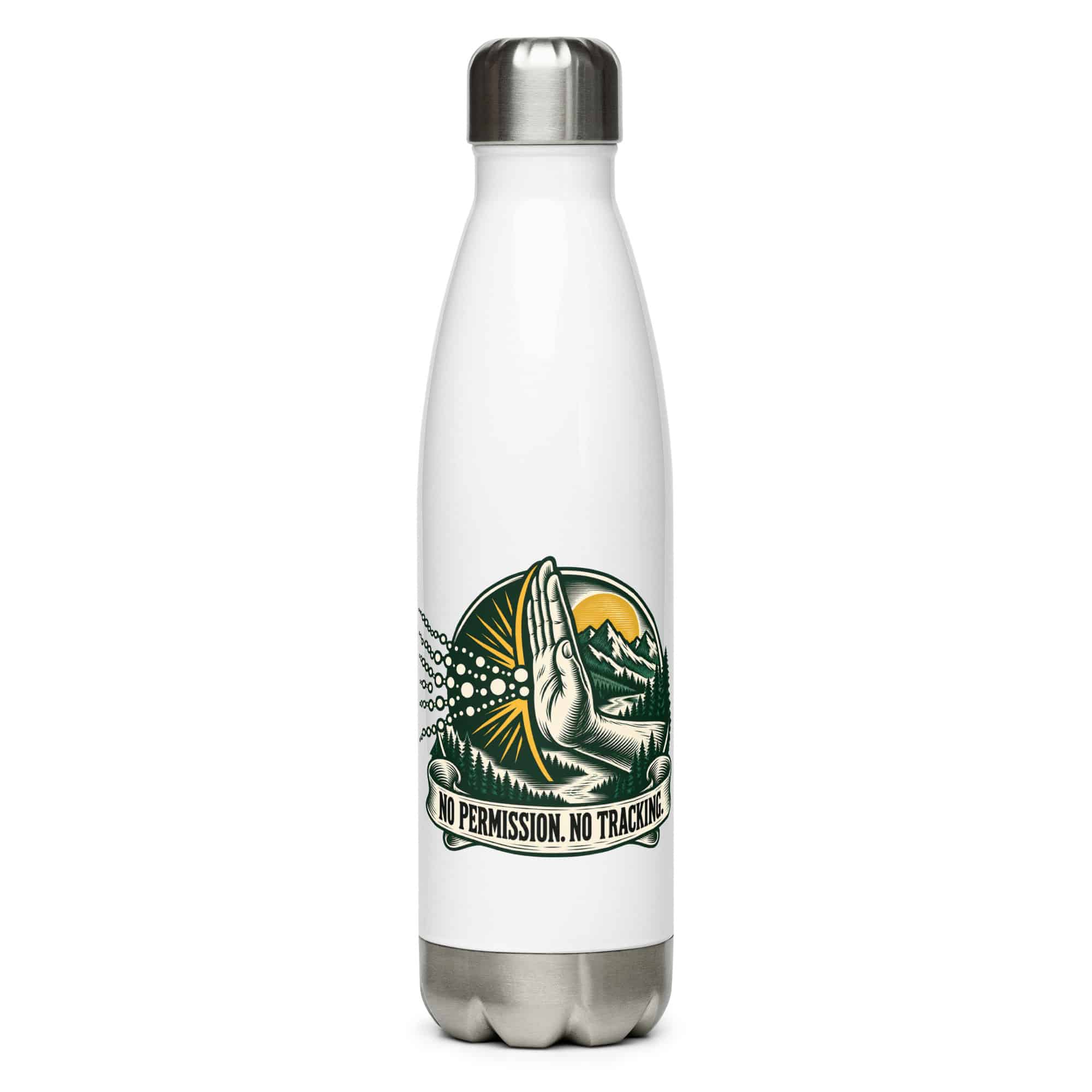 Stainless Steel Water Bottle: No permission. No tracking.