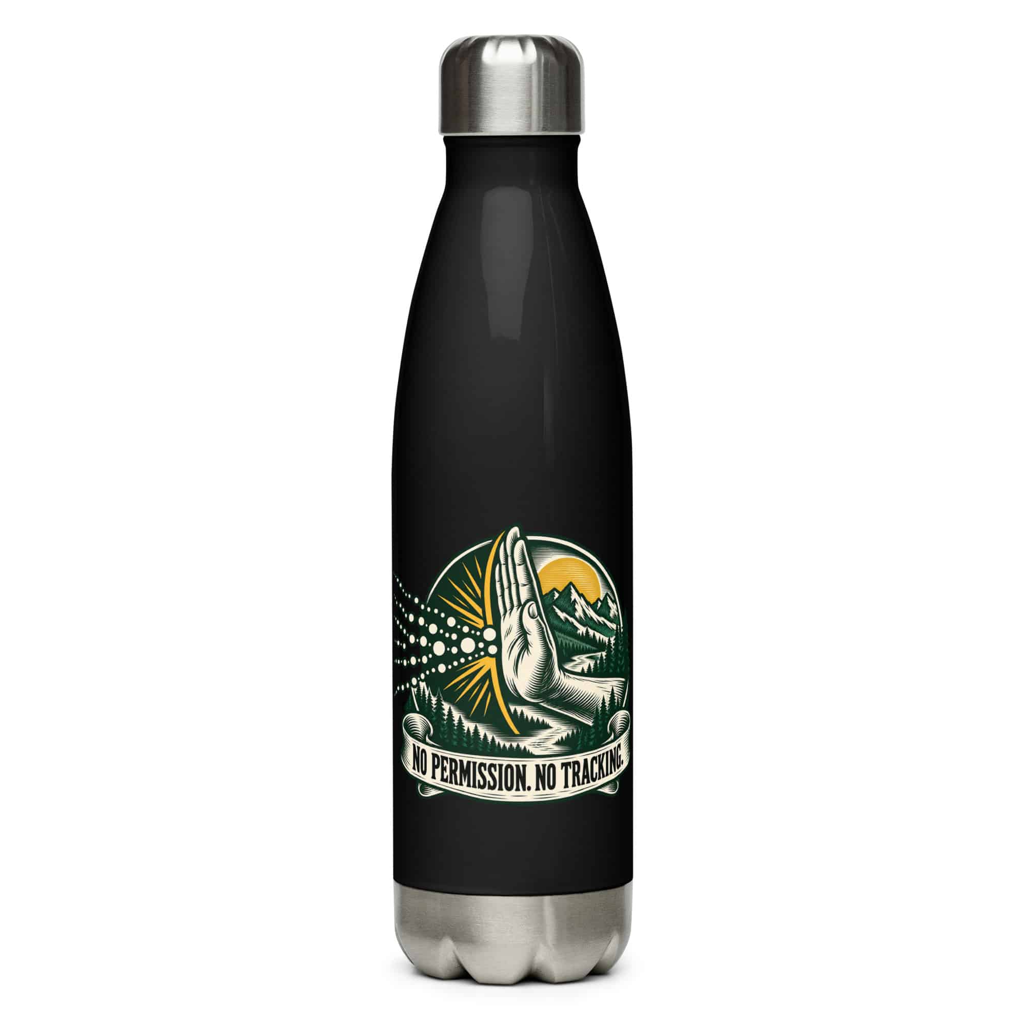 Stainless Steel Water Bottle: No permission. No tracking.