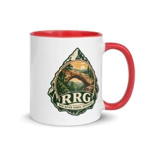 Red River Gorge Color Inside Coffee Mug: RRG, Vintage Round Badge - 11 oz - Main