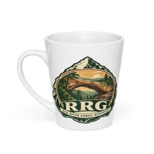 Red River Gorge Latte Mug: RRG, Vintage Round Badge - 12 oz - Main