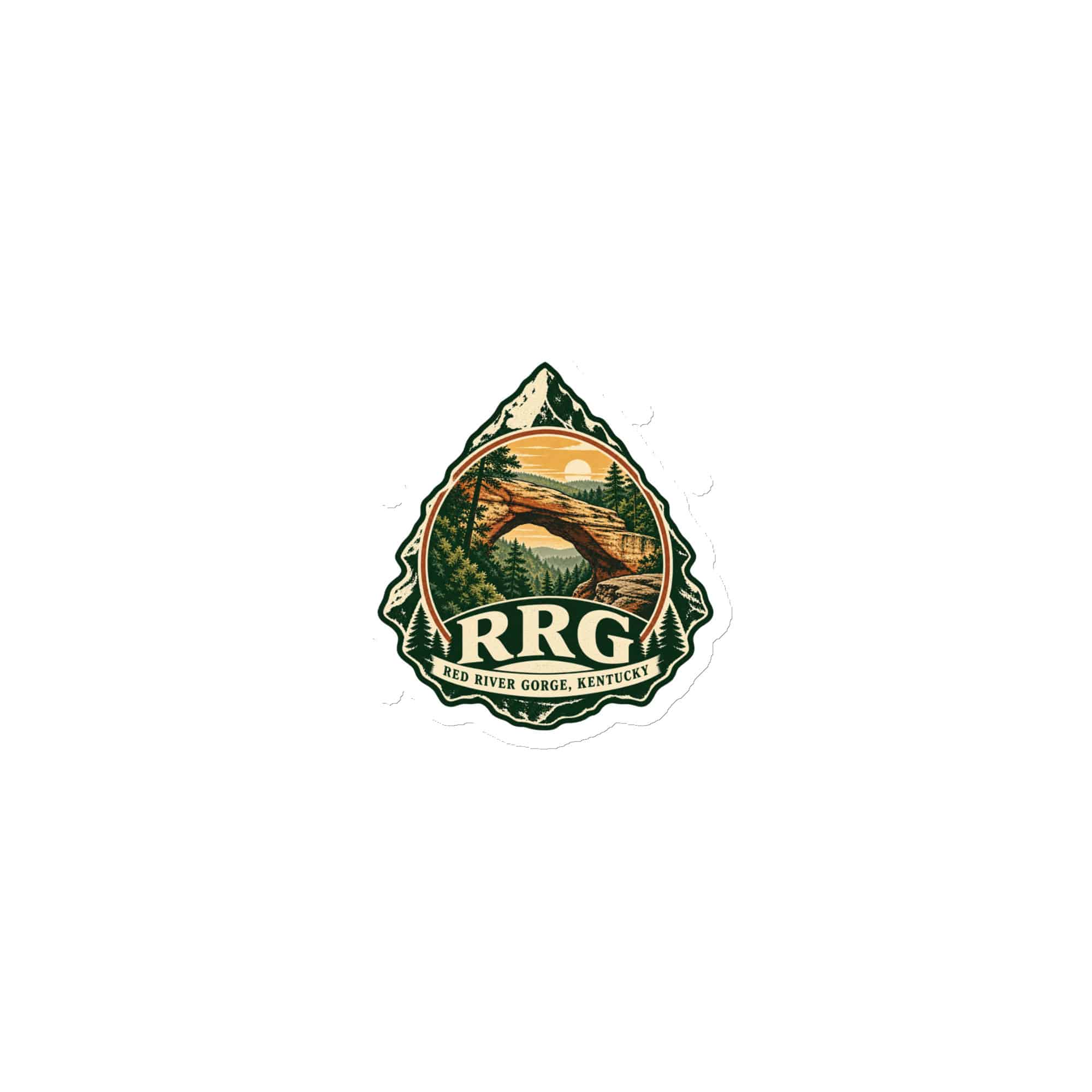Red River Gorge Die-Cut Magnet: RRG, Vintage Round Badge