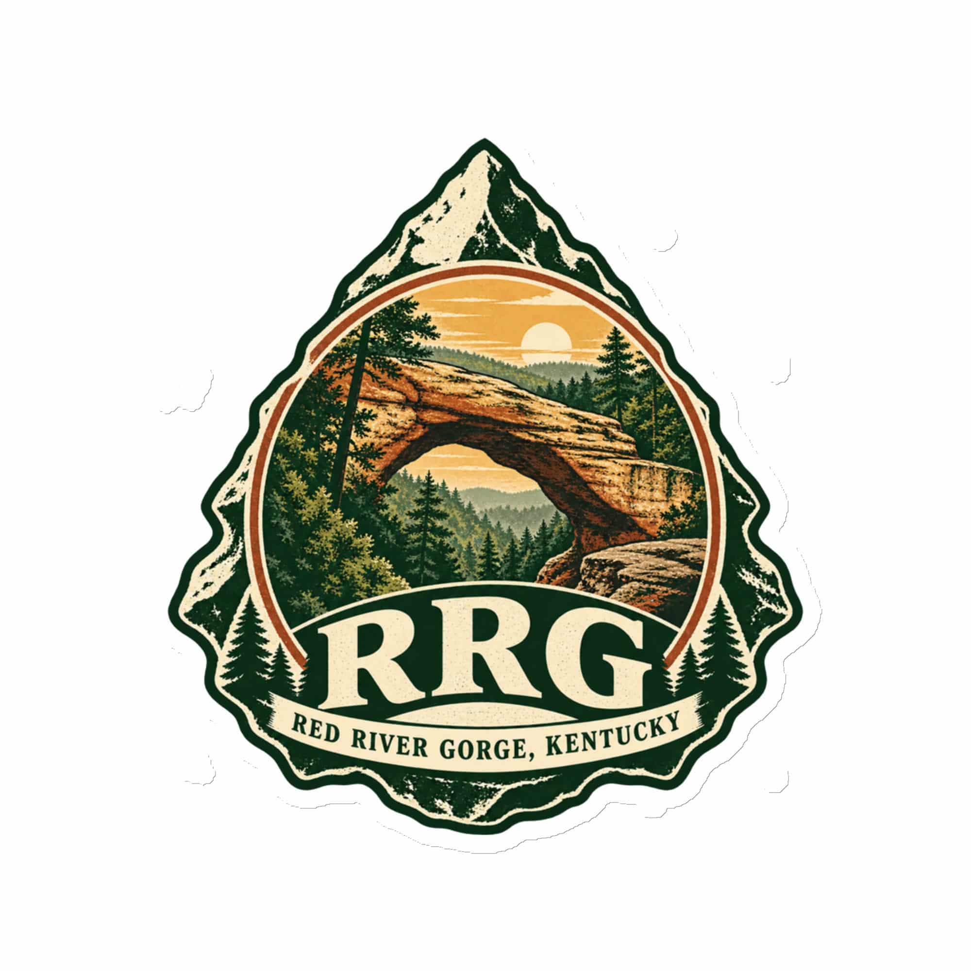 Red River Gorge Die-Cut Magnet: RRG, Vintage Round Badge