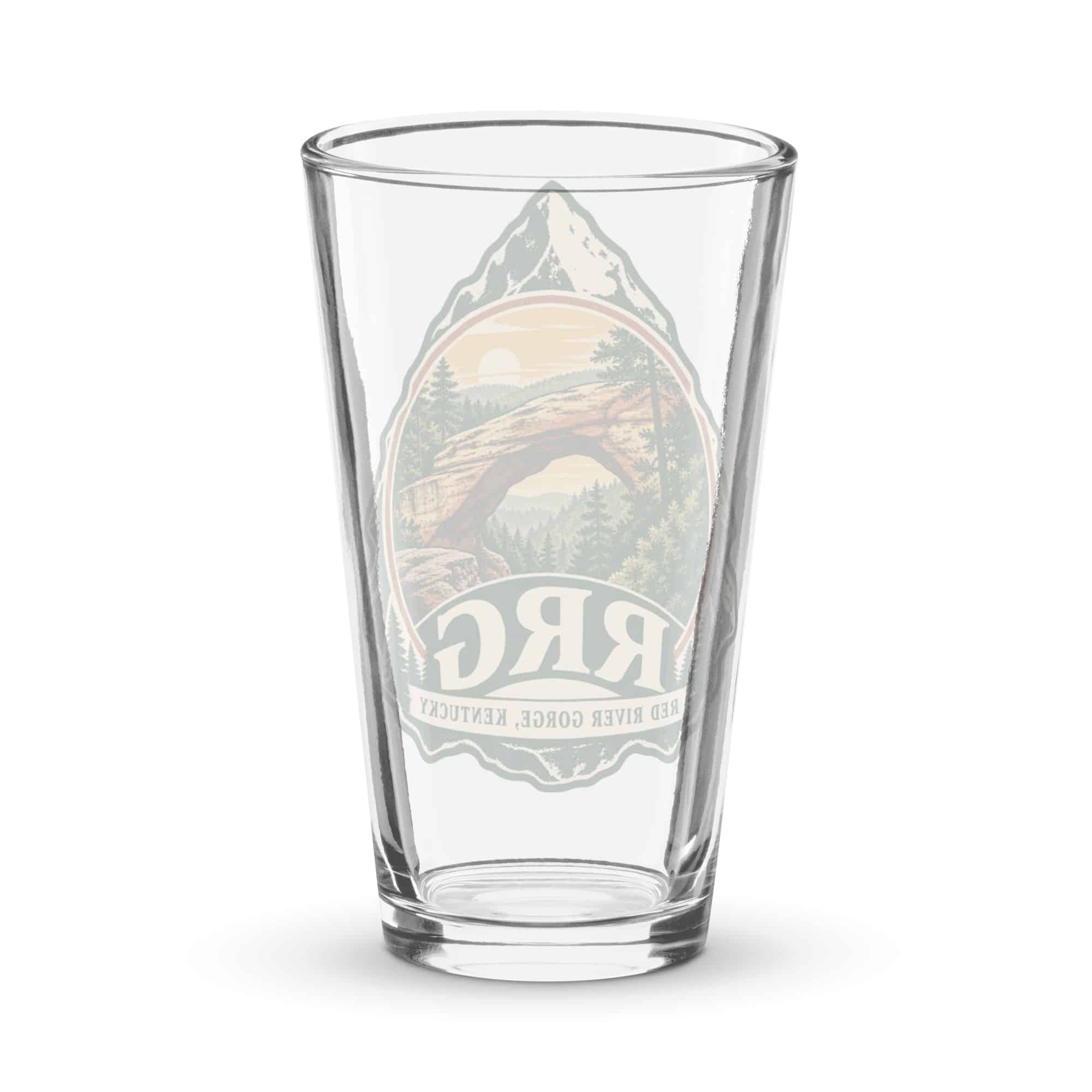 Red River Gorge Pint Glass: RRG, Vintage Round Badge