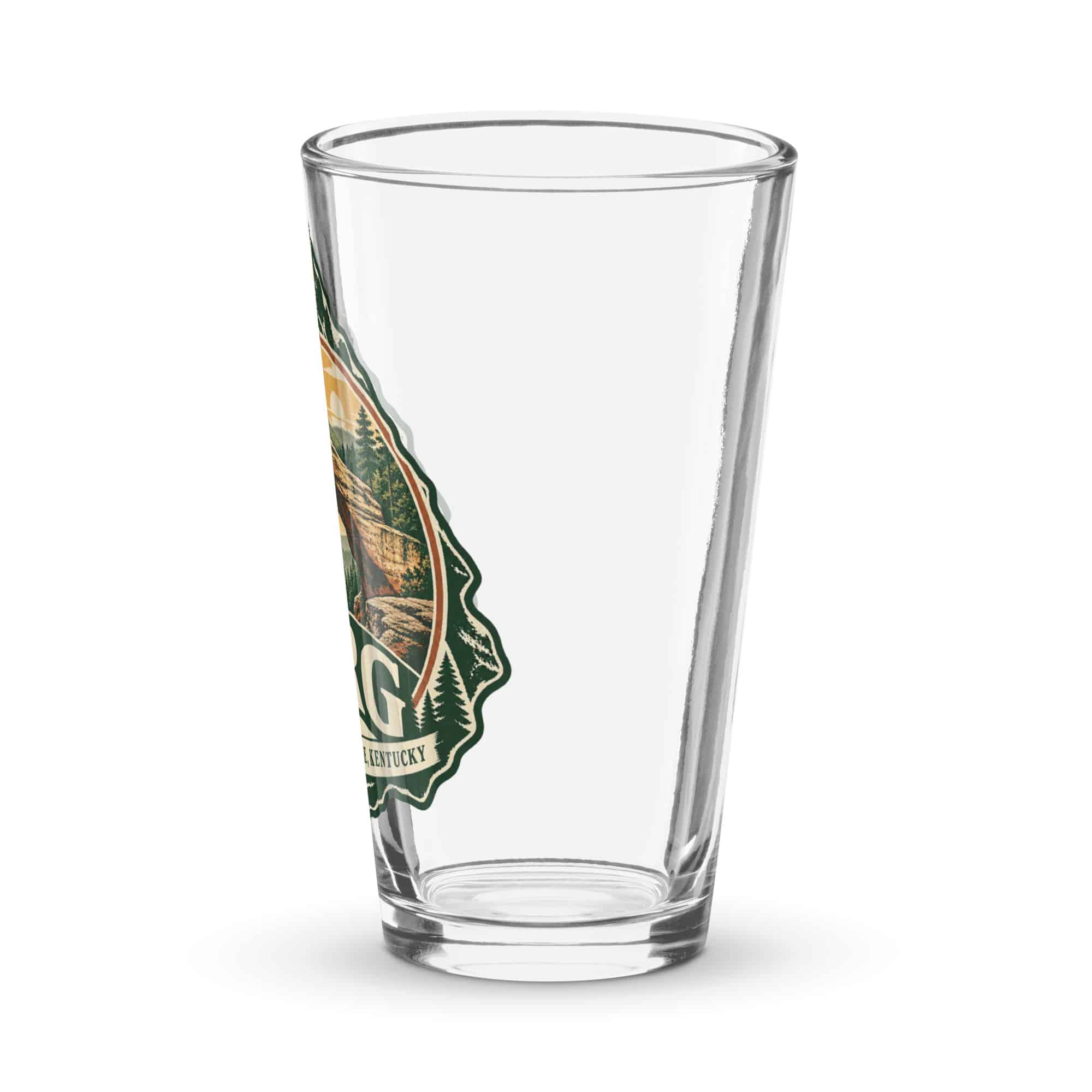 Red River Gorge Pint Glass: RRG, Vintage Round Badge