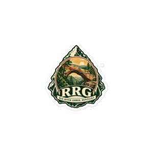 Red River Gorge Vinyl Sticker: RRG, Vintage Round Badge - 3″×3″ - Main