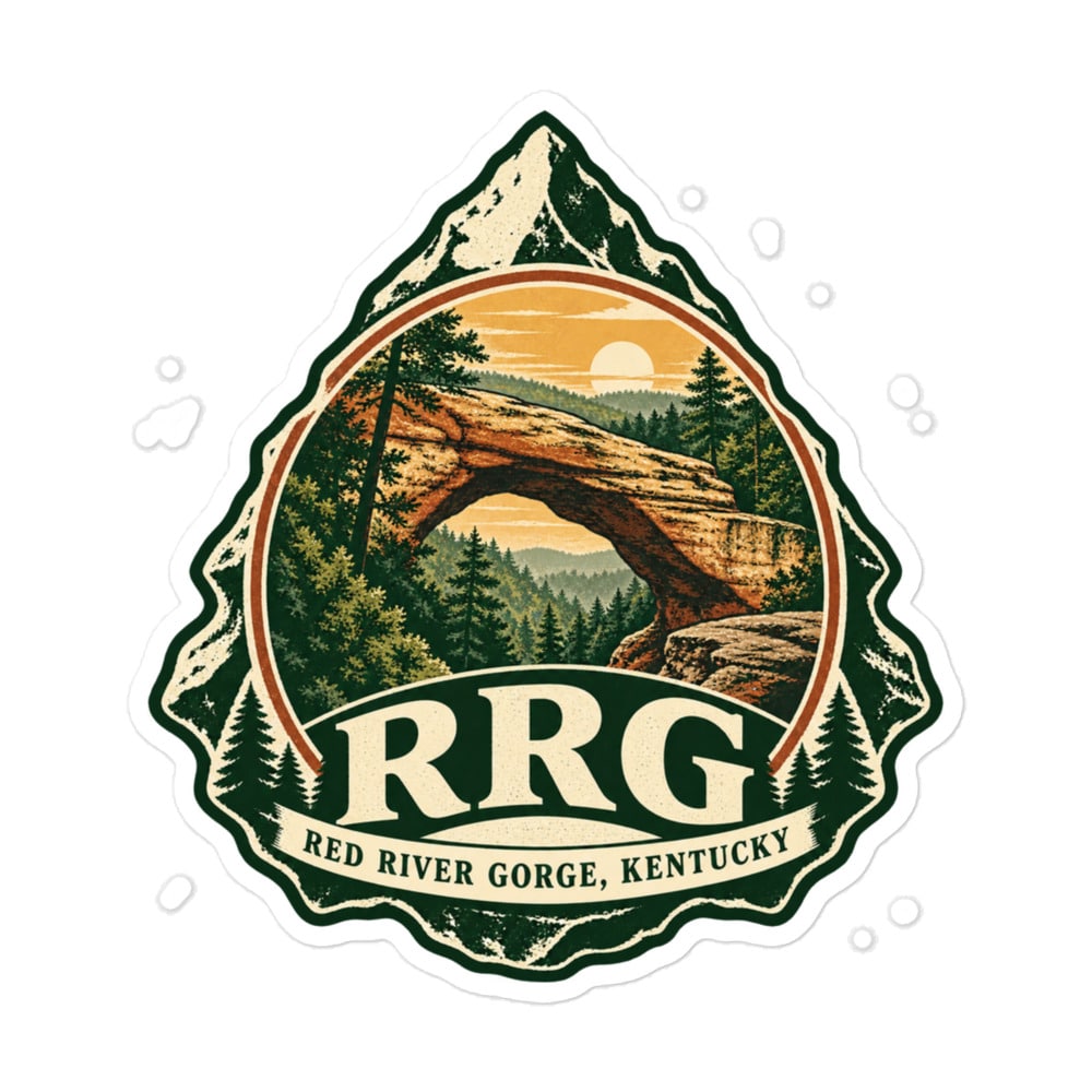 Red River Gorge Vinyl Sticker: RRG, Vintage Round Badge