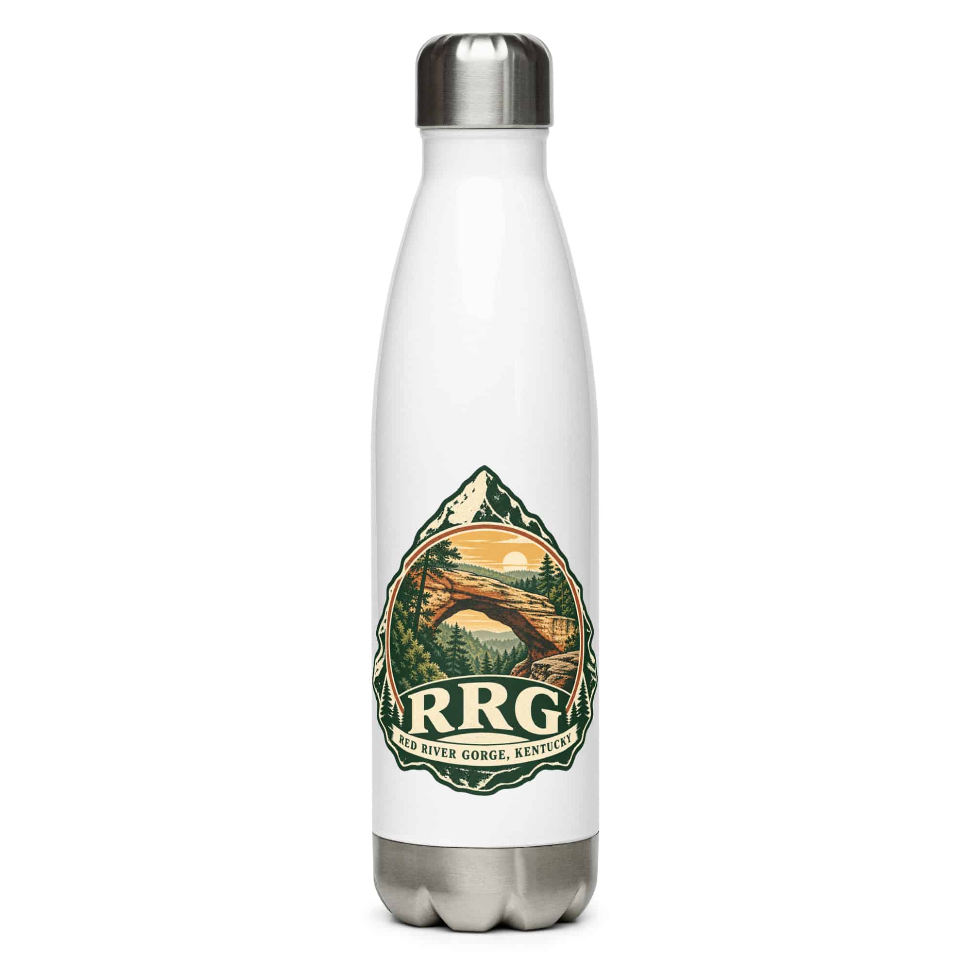 Red River Gorge Stainless Steel Water Bottle: RRG, Vintage Round Badge