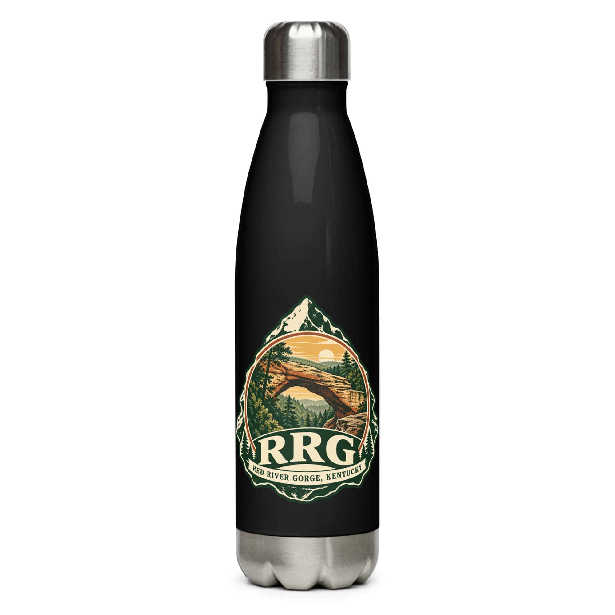 Red River Gorge Stainless Steel Water Bottle: RRG, Vintage Round Badge
