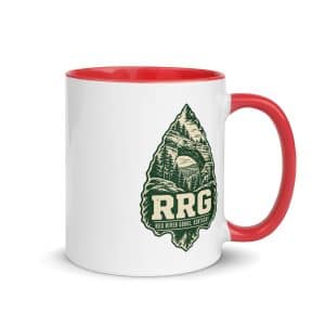 Red River Gorge Color Inside Coffee Mug: RRG, Forest Ink Stamp - 11 oz - Main