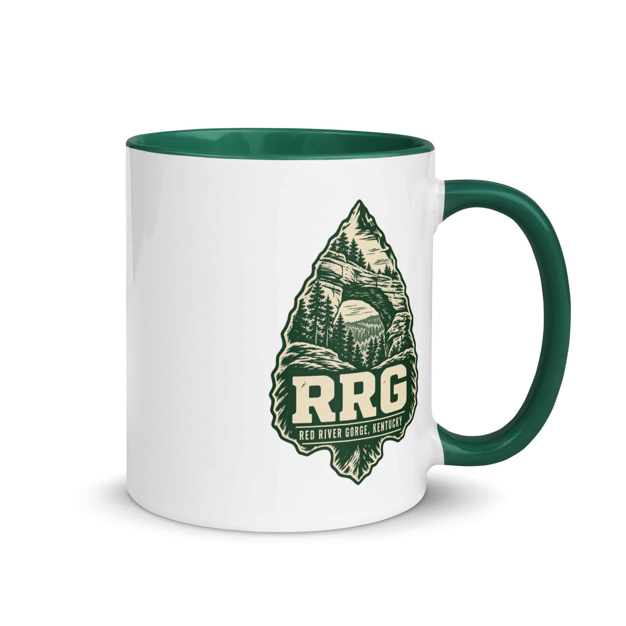 Red River Gorge Color Inside Coffee Mug: RRG, Forest Ink Stamp