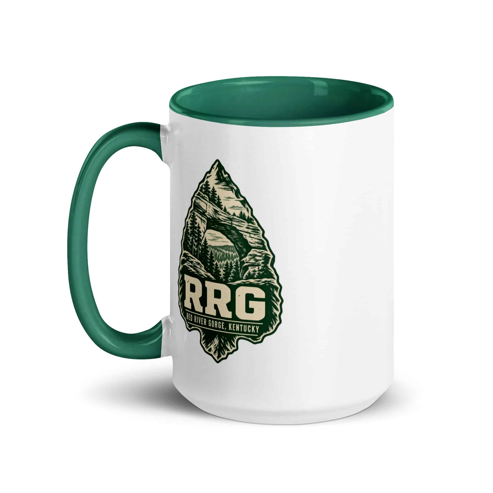Red River Gorge Color Inside Coffee Mug: RRG, Forest Ink Stamp