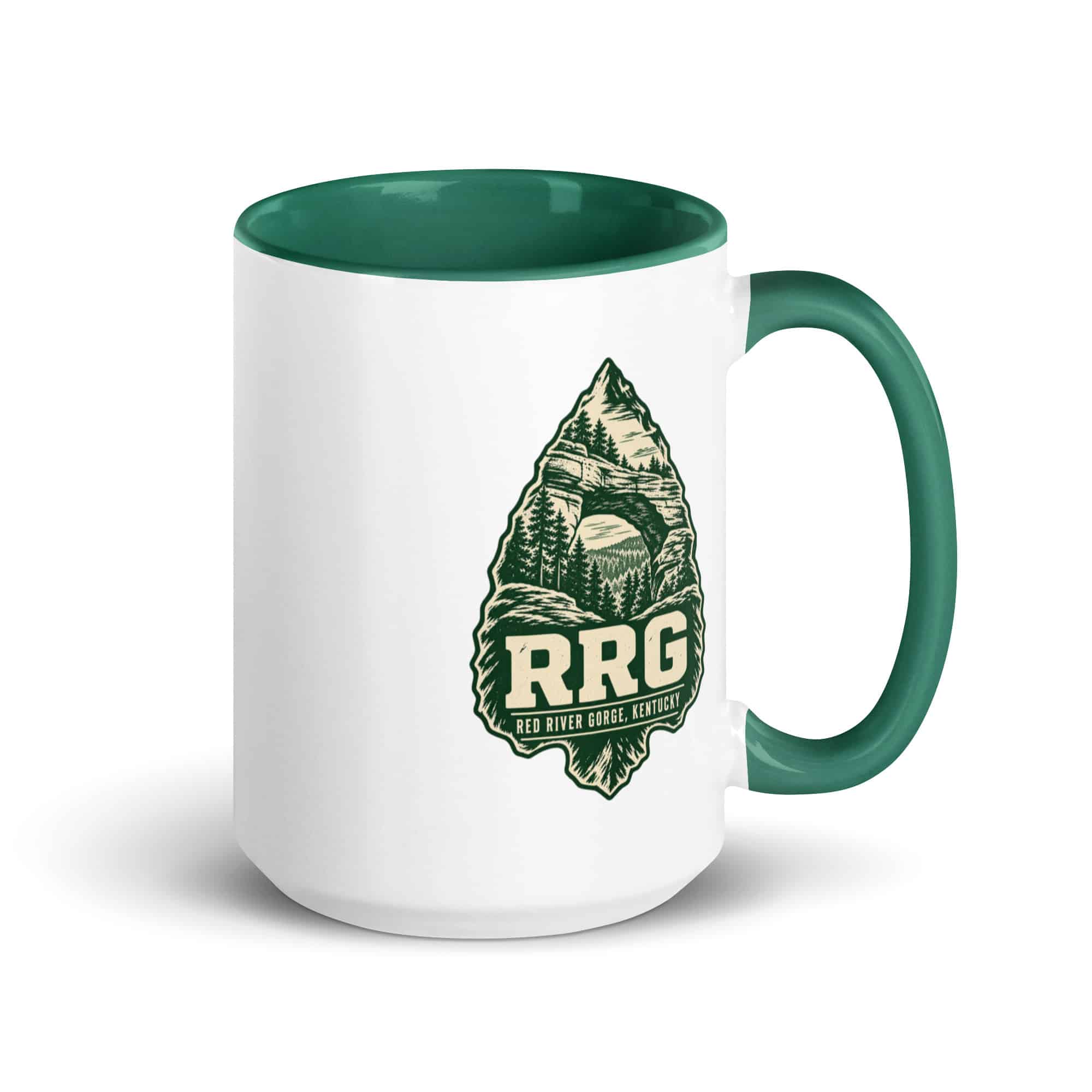 Red River Gorge Color Inside Coffee Mug: RRG, Forest Ink Stamp
