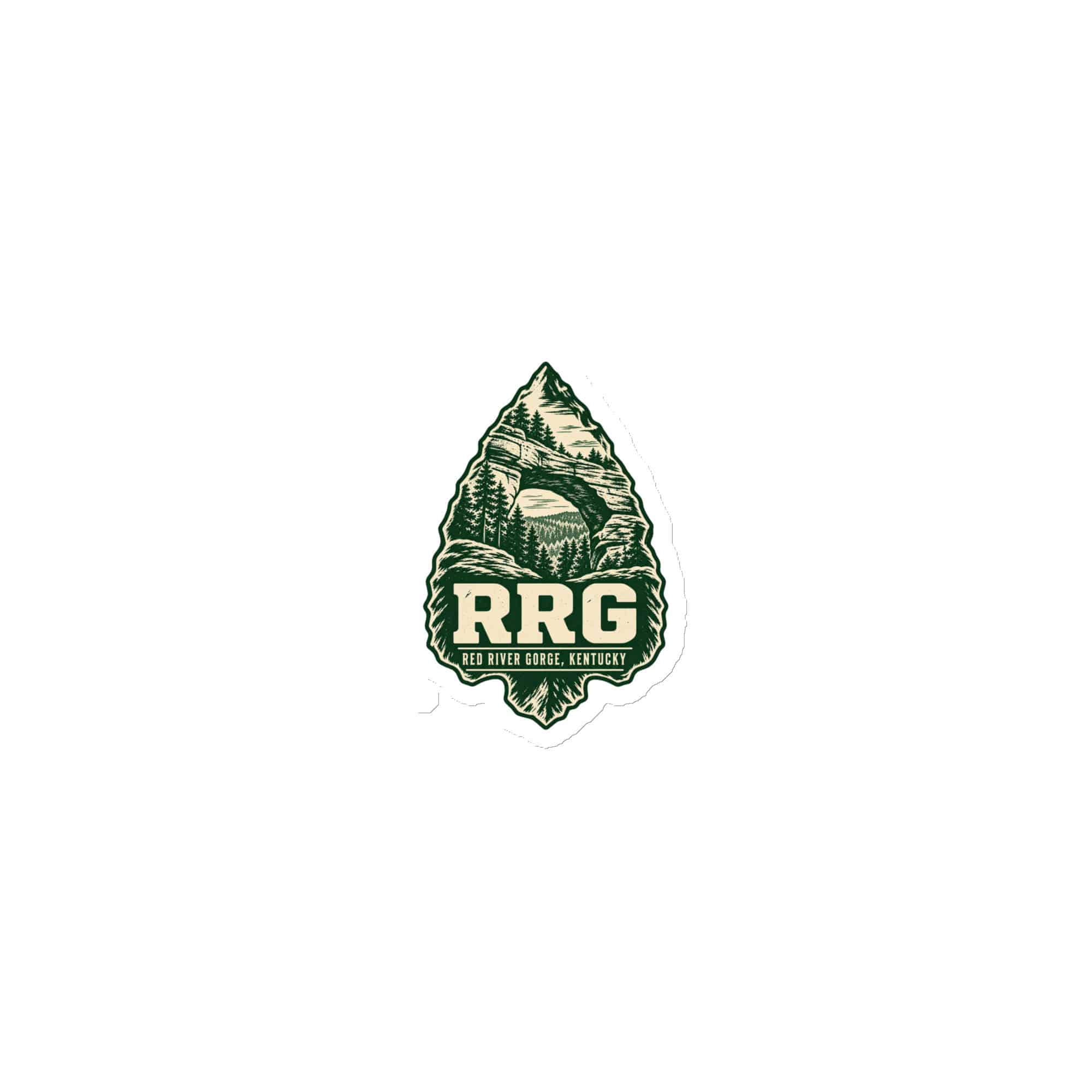 Red River Gorge Die-Cut Magnet: RRG, Forest Ink Stamp