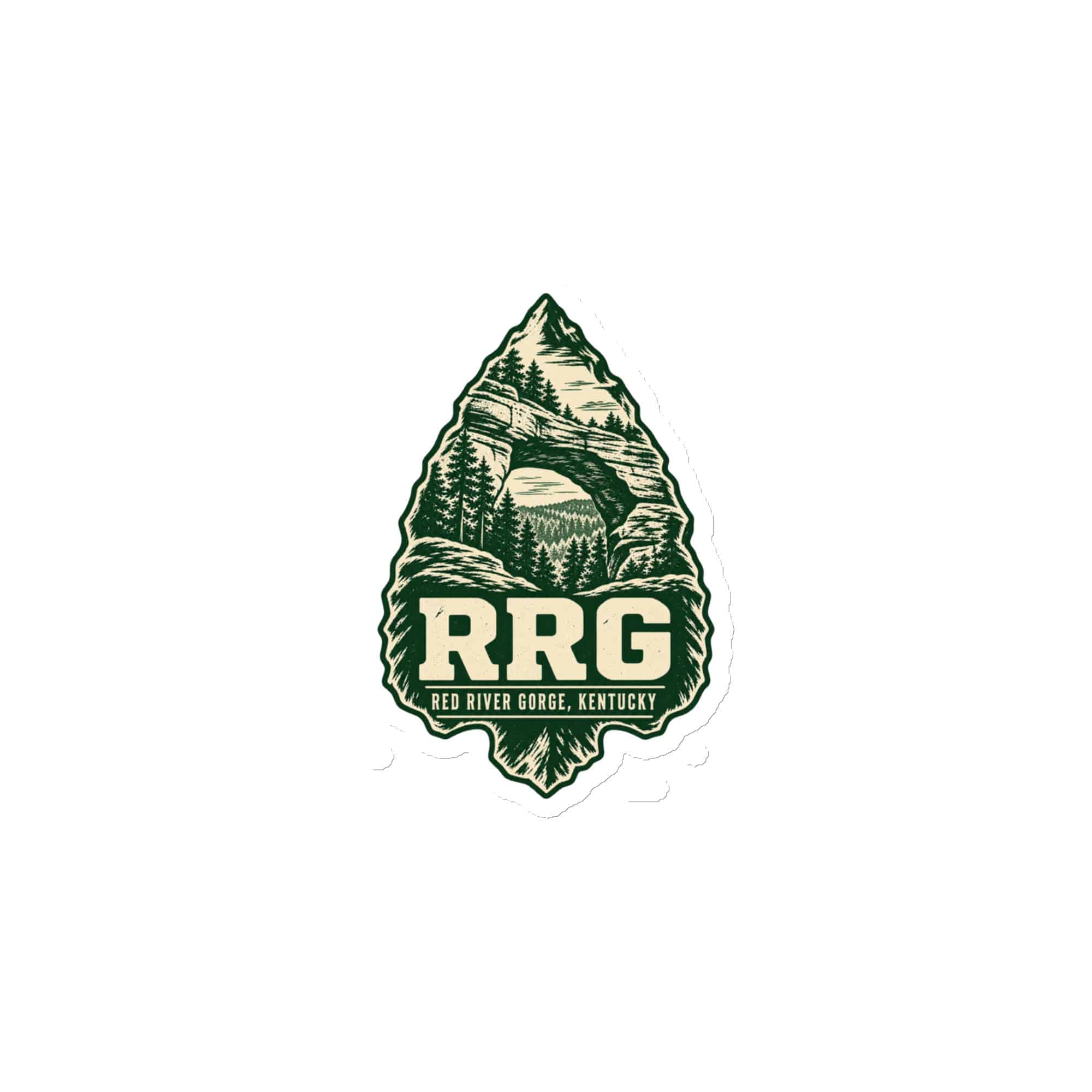 Red River Gorge Die-Cut Magnet: RRG, Forest Ink Stamp