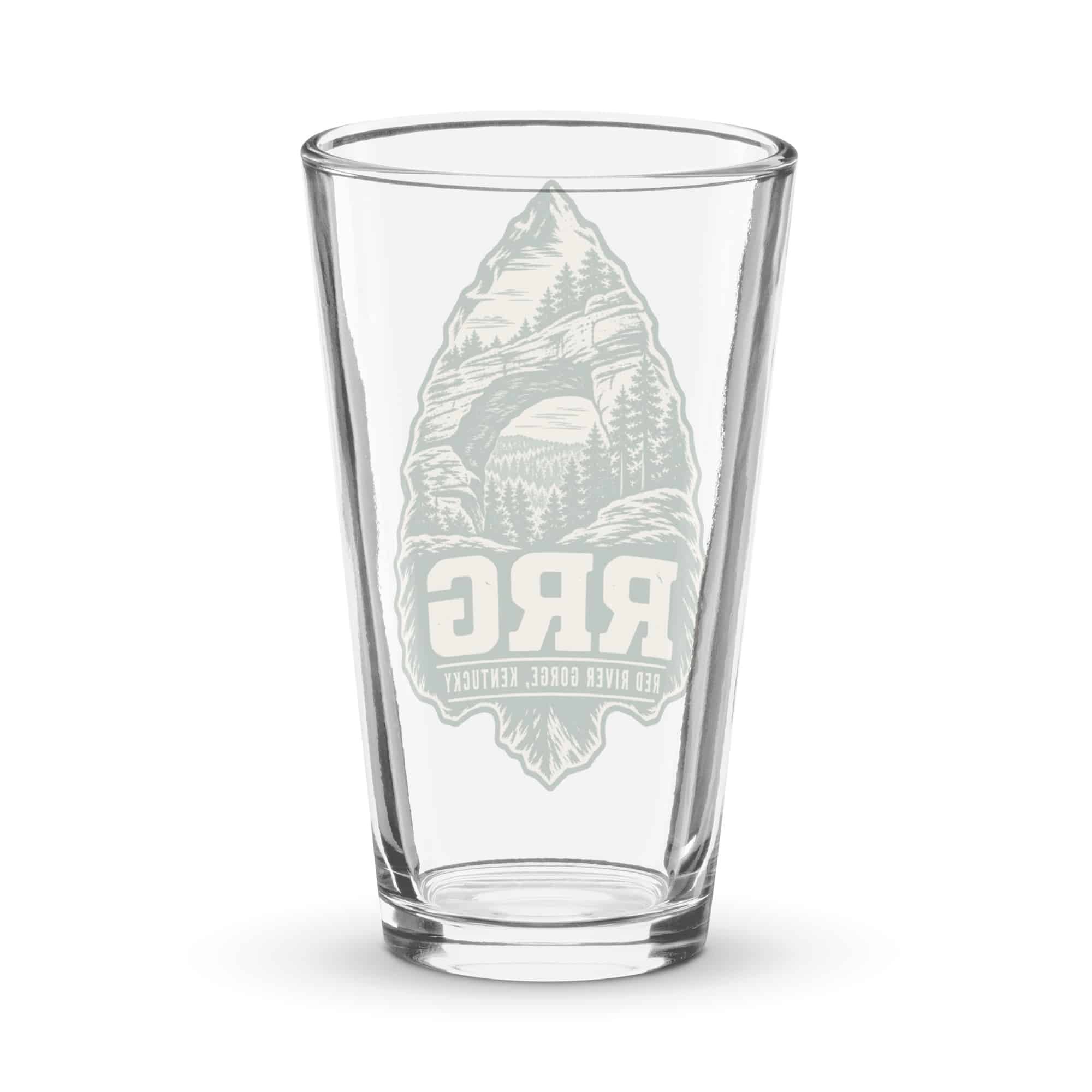 Red River Gorge Pint Glass: RRG, Forest Ink Stamp