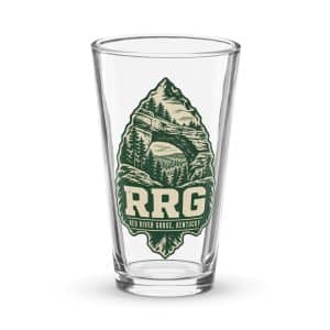 Red River Gorge Pint Glass: RRG, Forest Ink Stamp - 16 oz - Main