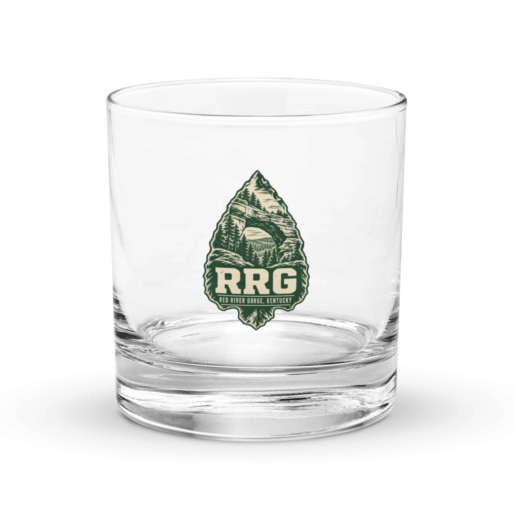 Red River Gorge Rocks Glass: RRG, Forest Ink Stamp