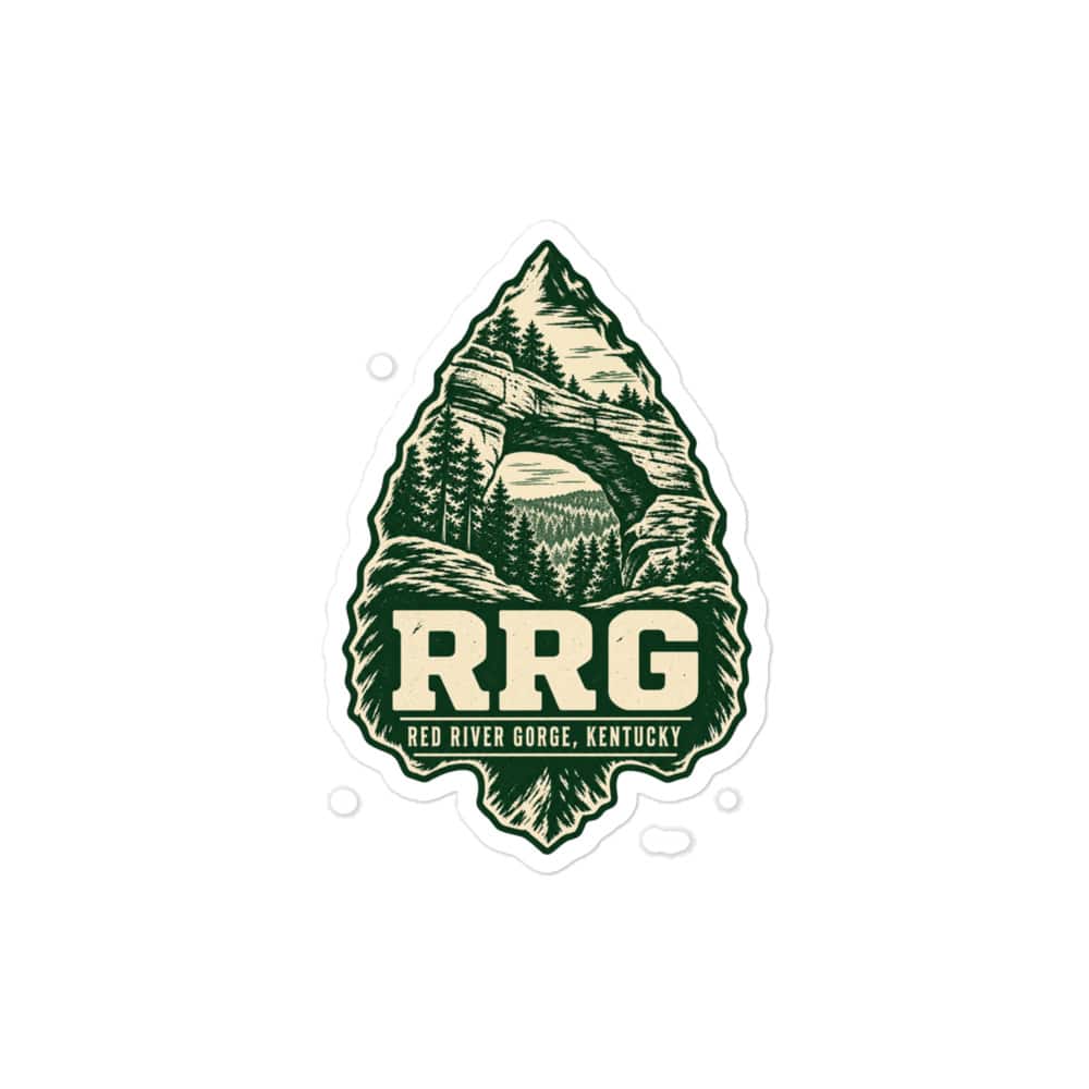 Red River Gorge Vinyl Sticker: RRG, Forest Ink Stamp
