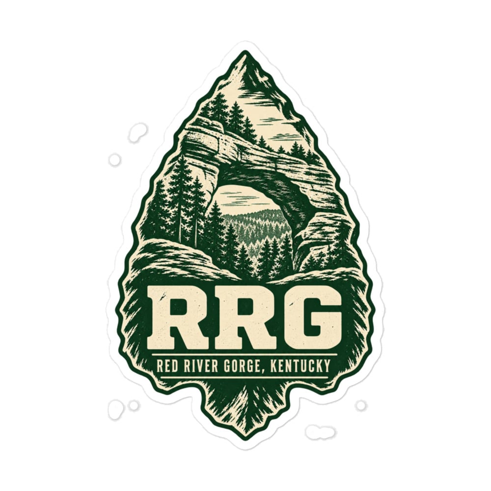 Red River Gorge Vinyl Sticker: RRG, Forest Ink Stamp