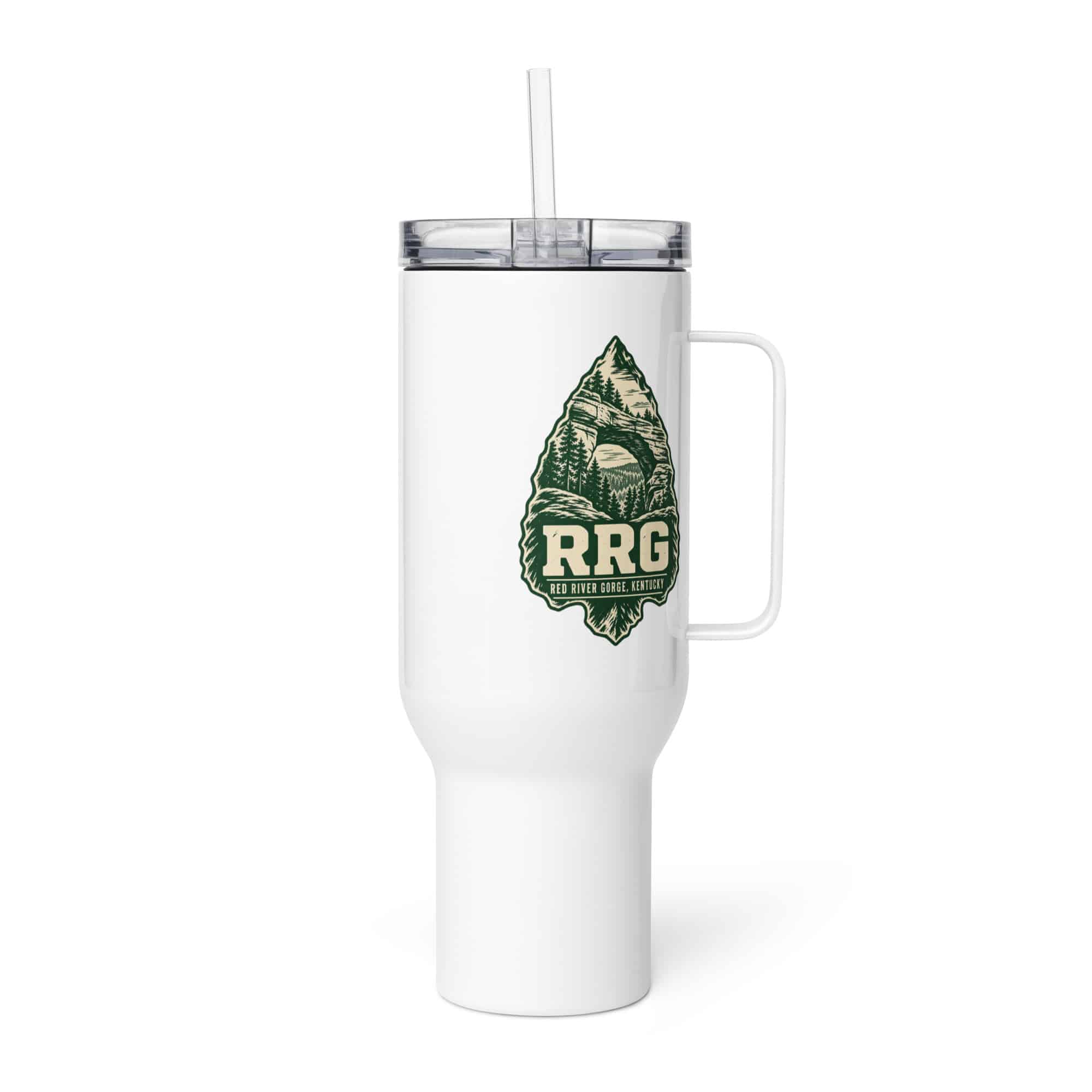 Red River Gorge Travel Mug: RRG, Forest Ink Stamp