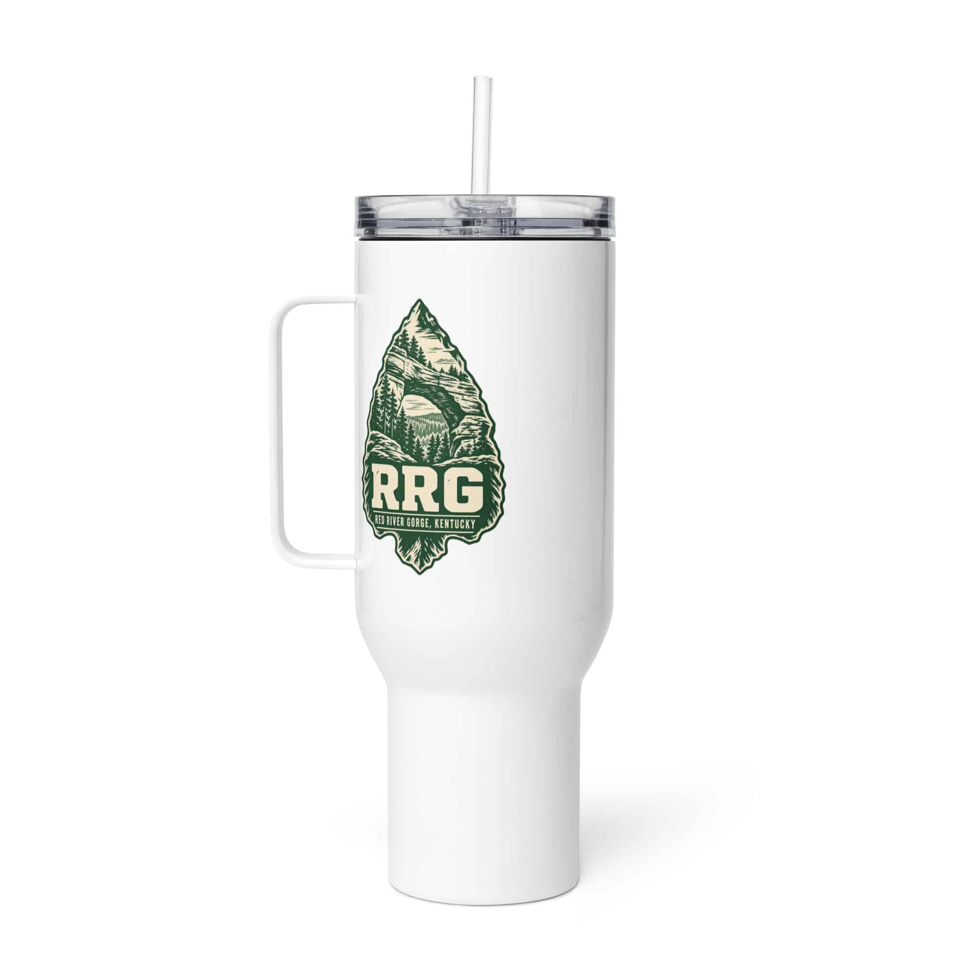 Red River Gorge Travel Mug: RRG, Forest Ink Stamp