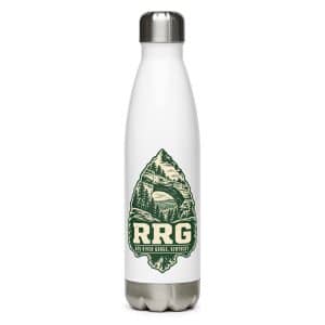 Red River Gorge Stainless Steel Water Bottle: RRG, Forest Ink Stamp - 17 oz - Main