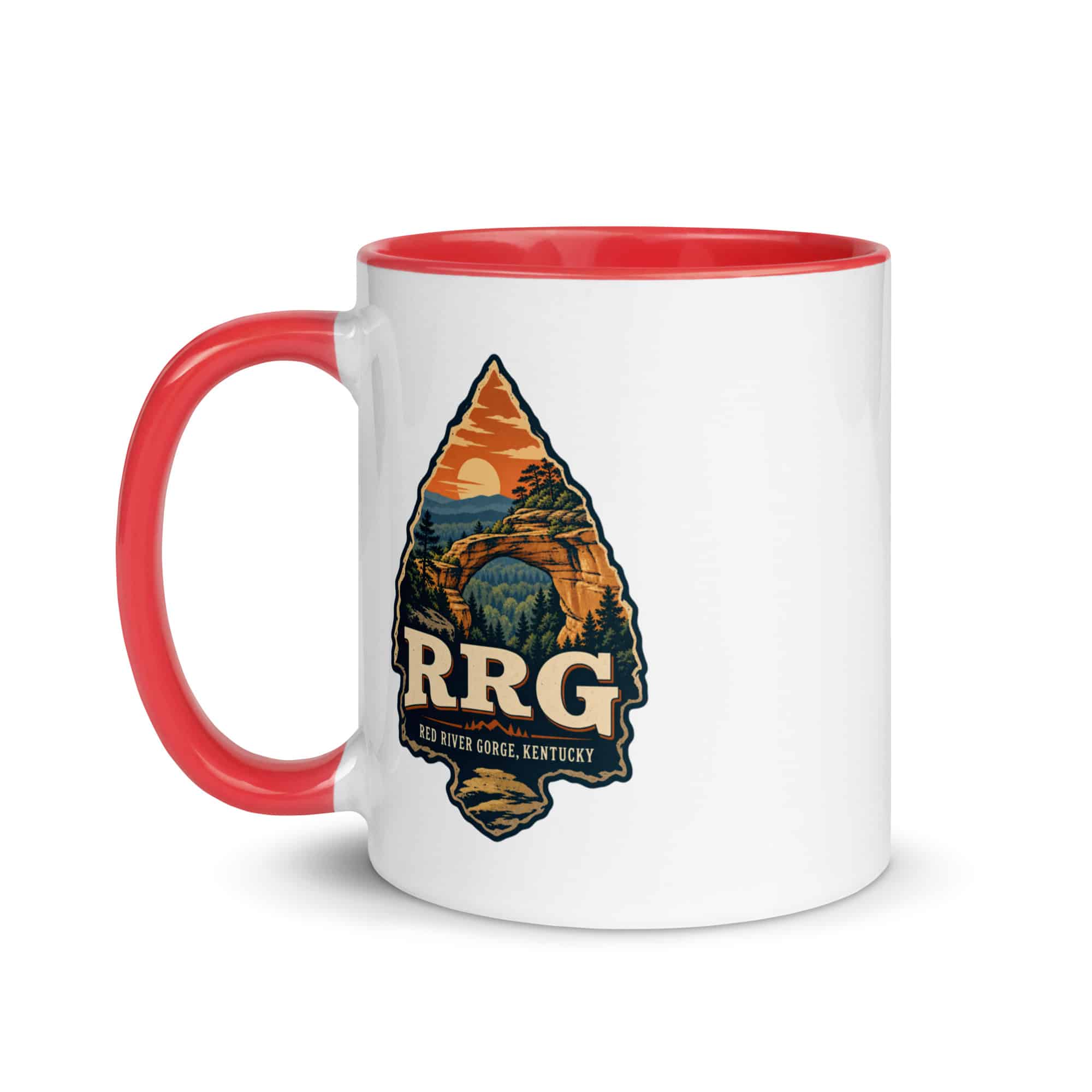 Red River Gorge Color Inside Coffee Mug: RRG, Scenic Shield Badge