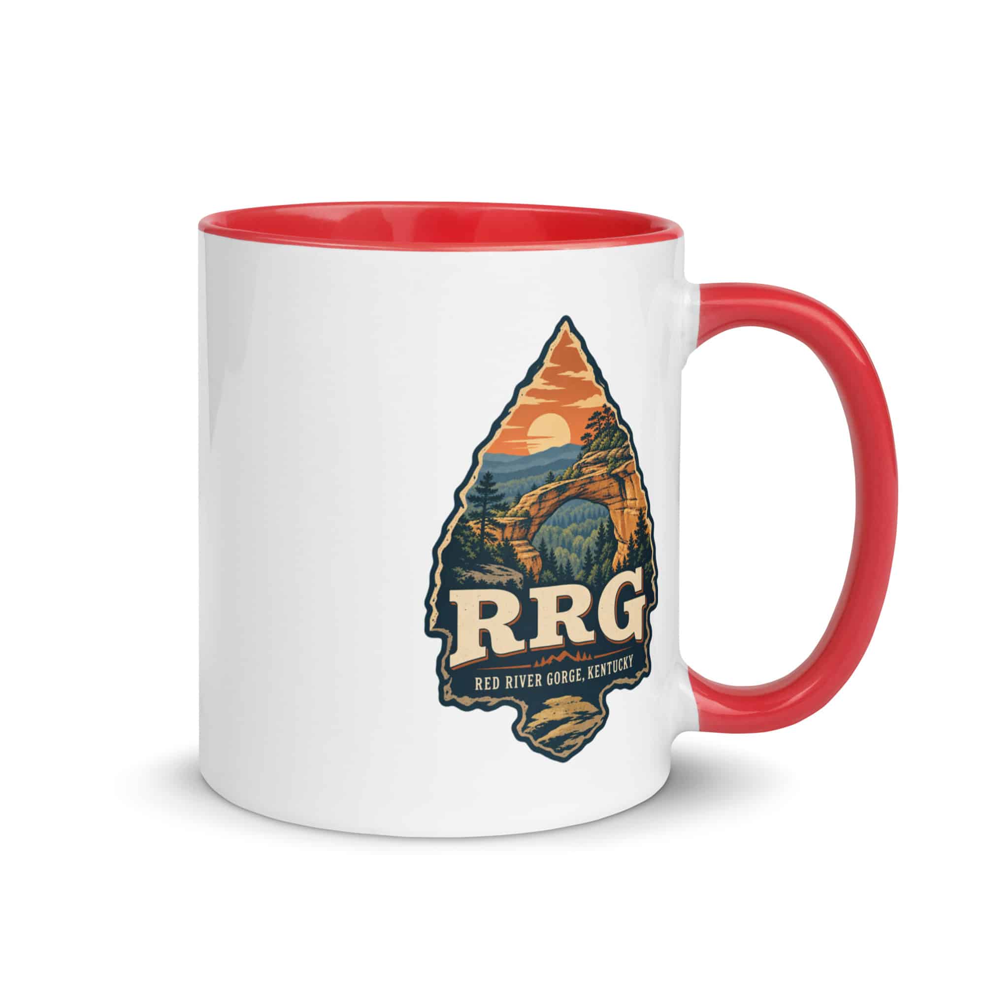 Red River Gorge Color Inside Coffee Mug: RRG, Scenic Shield Badge
